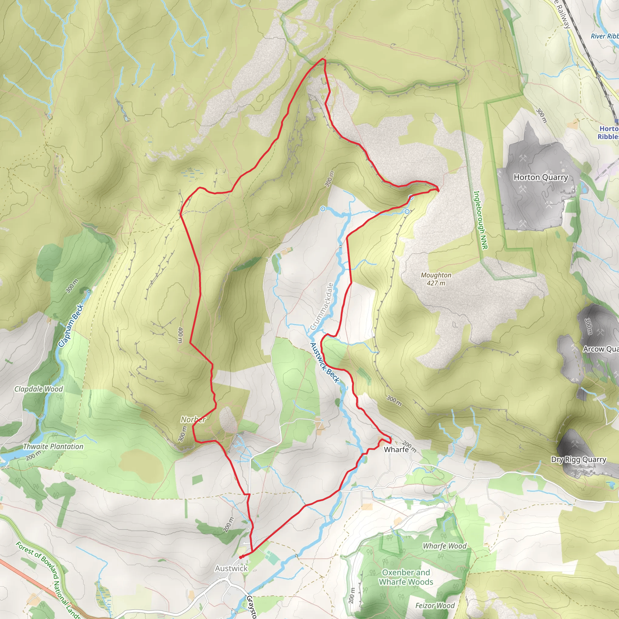 Austwick - Norber Erratics - Moughton Scar and Wharfe mobile static map