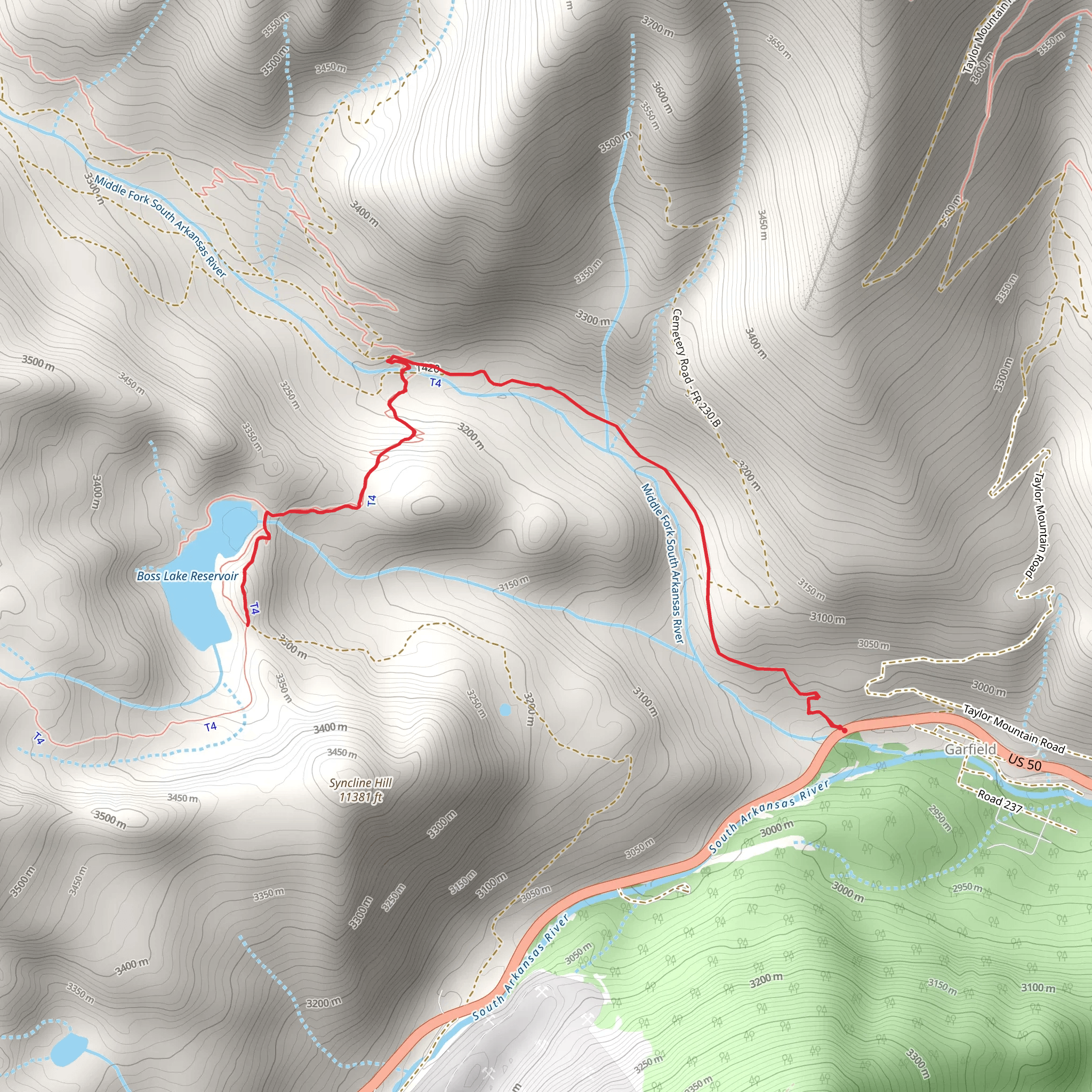 Boss Lake Reservoir Trail mobile static map