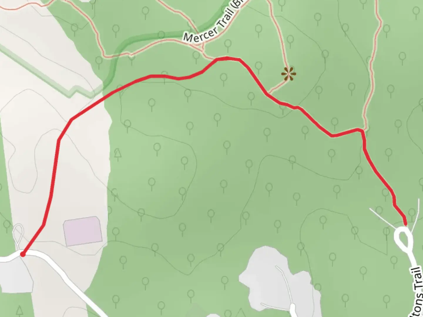 An image depicting the trail Mercer Trail - Blue and its surrounding area.