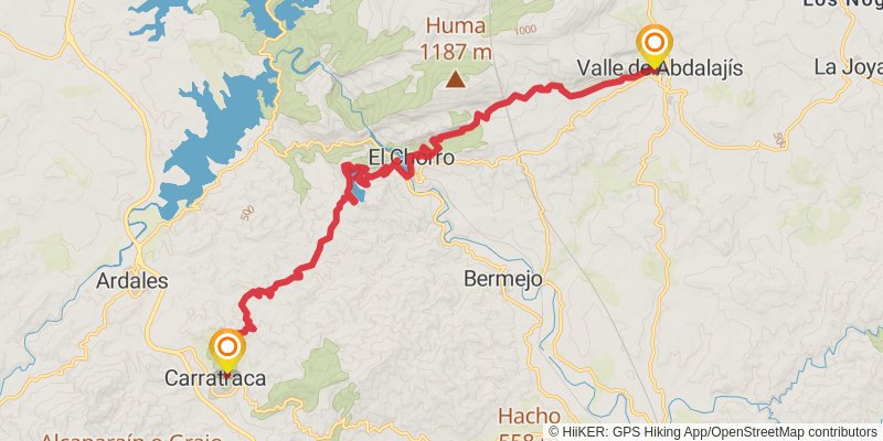 Andalucian Coast to Coast Walk stage 11 Map