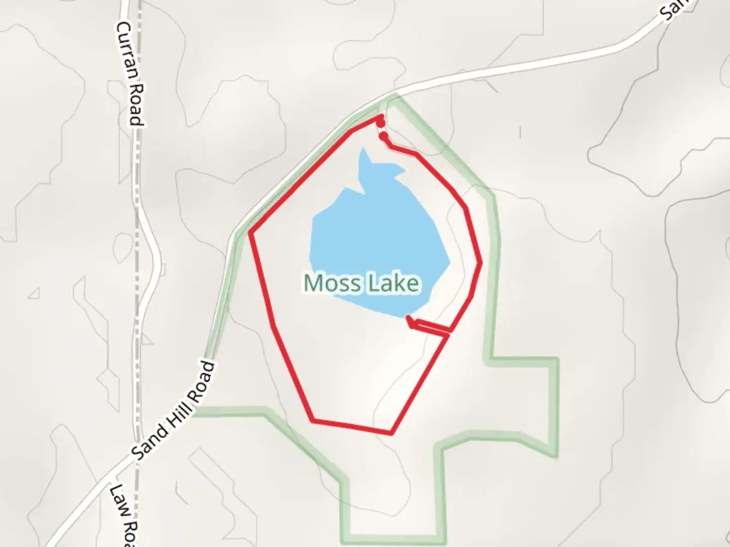 An image depicting the trail Moss Lake Loop and its surrounding area.