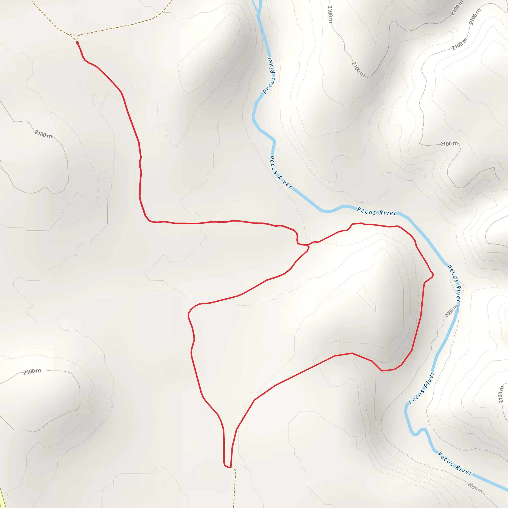 Loop beside Pecos River mobile static map