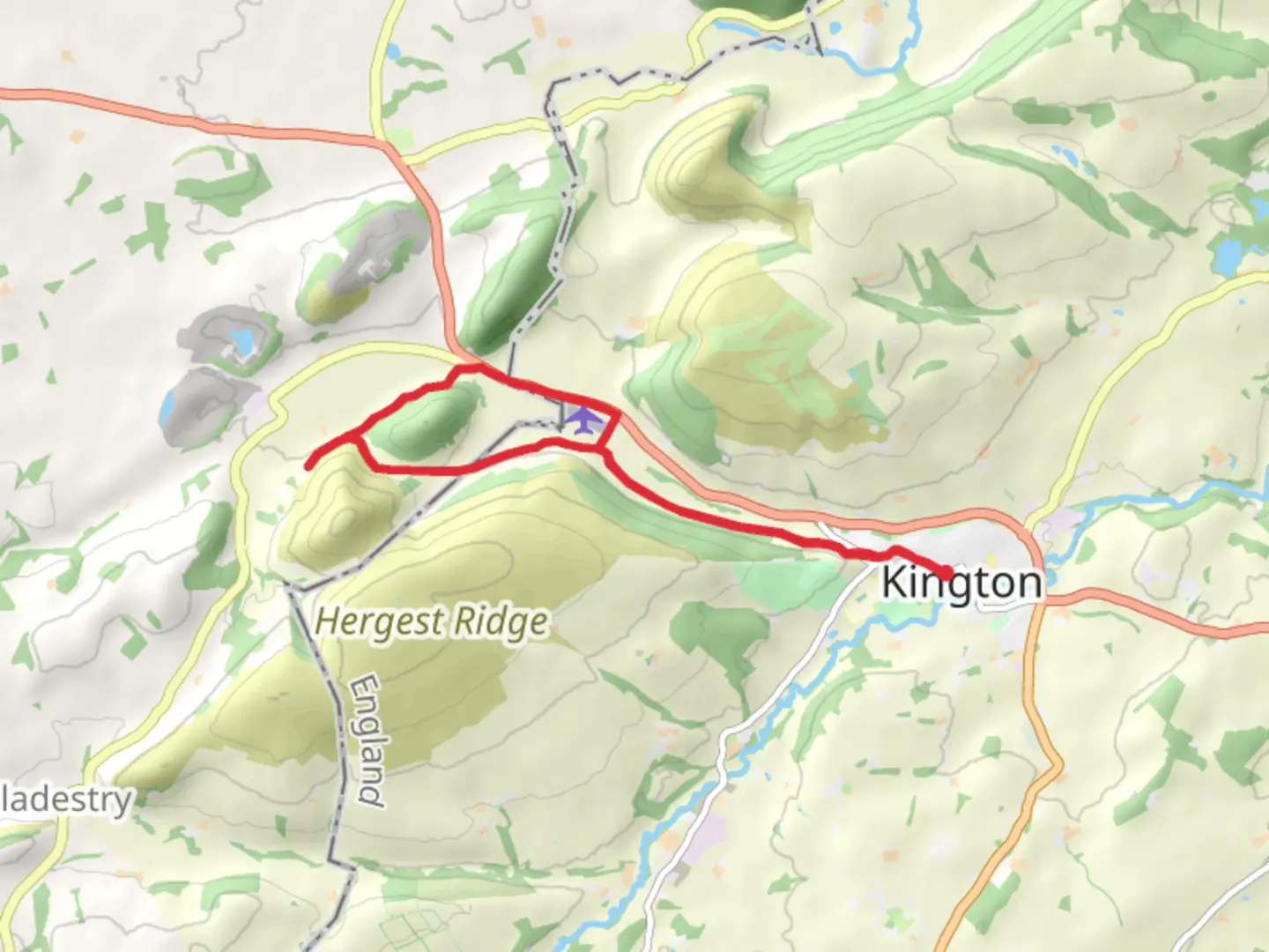An image depicting the trail Kington and Worsell Wood Loop and its surrounding area.