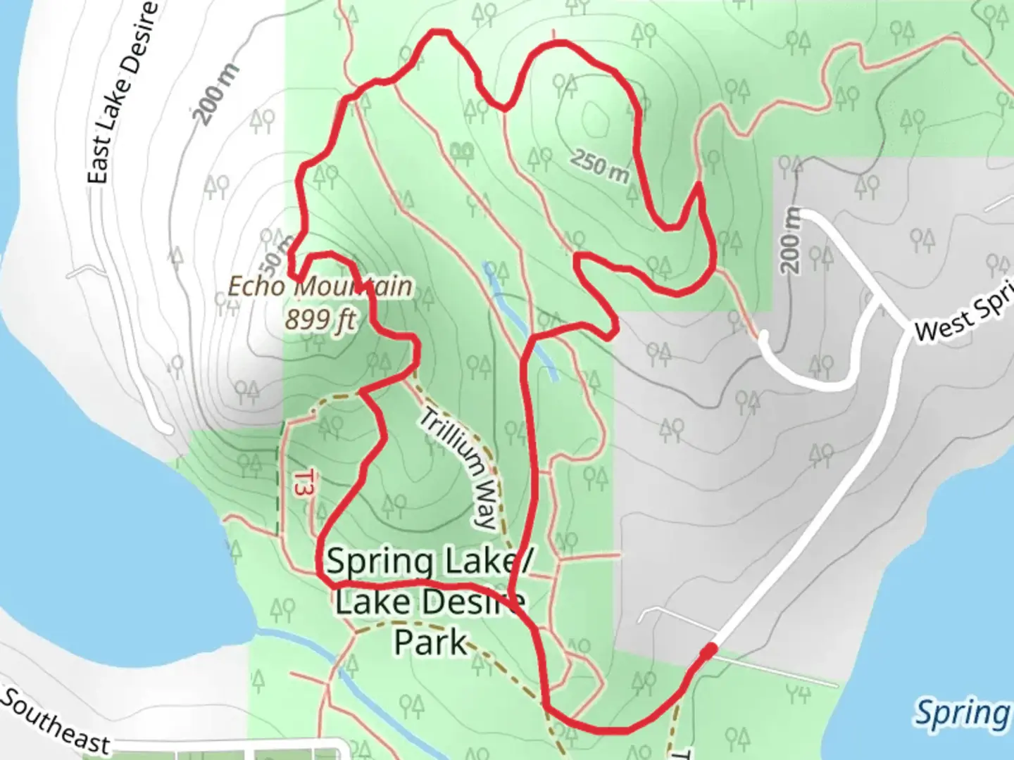 An image depicting the trail Ridge Loop - Spring Lake Park and its surrounding area.