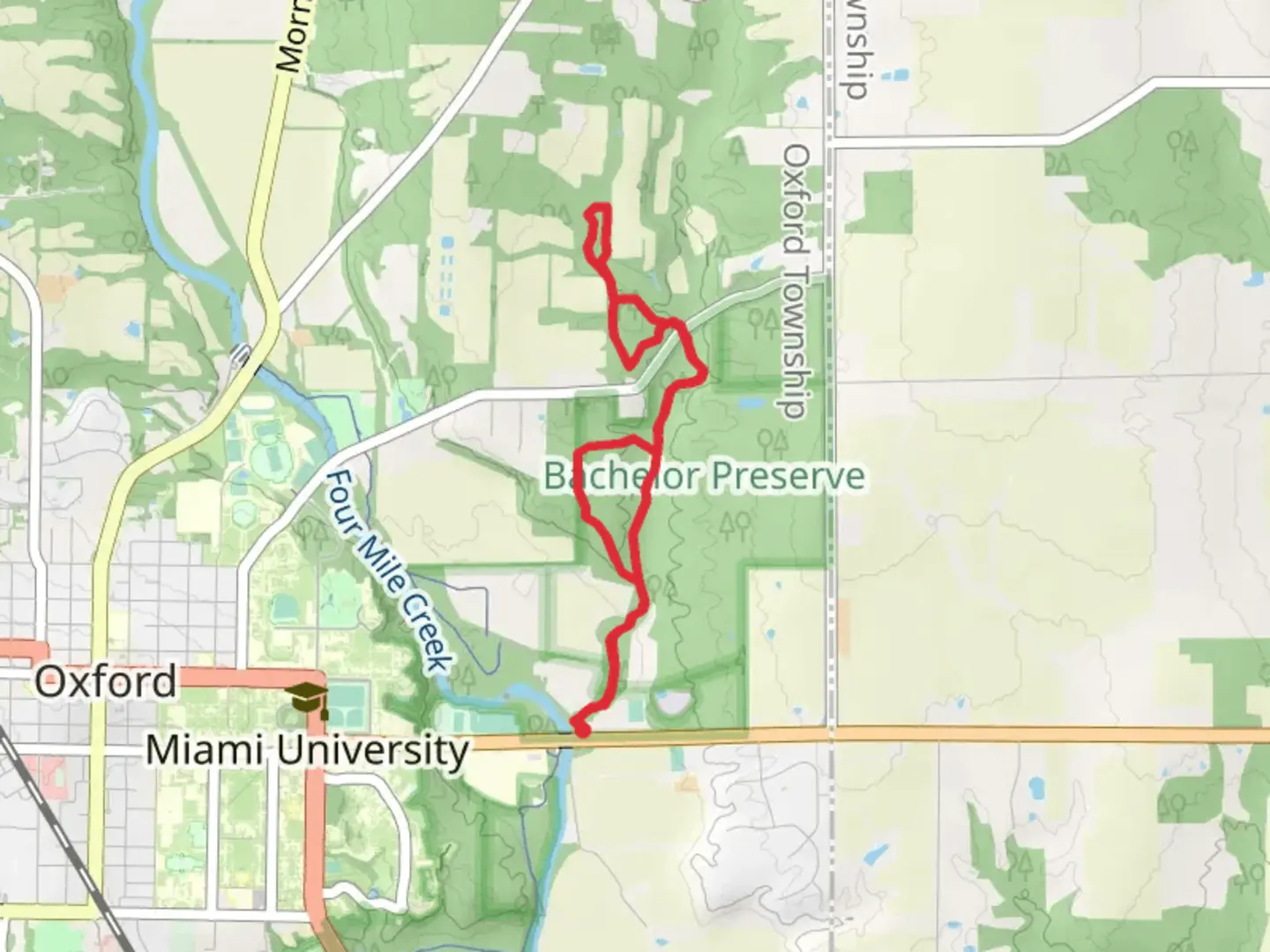 An image depicting the trail Bachelor Preserve North Loop and its surrounding area.