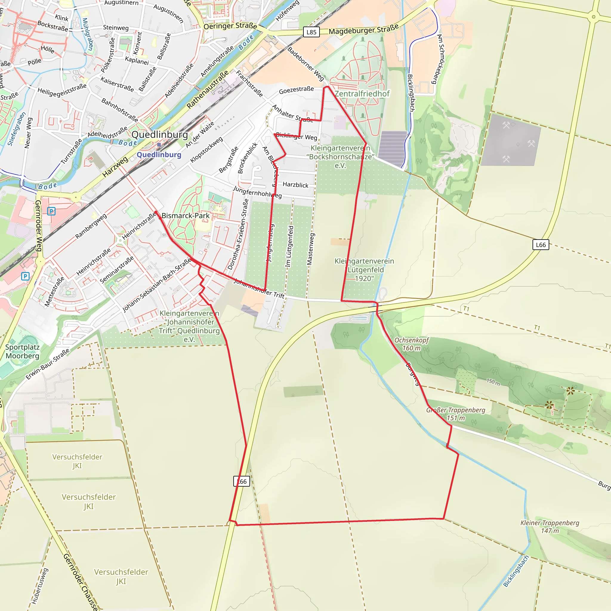 Großer Trappenberg Loop from Quedlinburg mobile static map