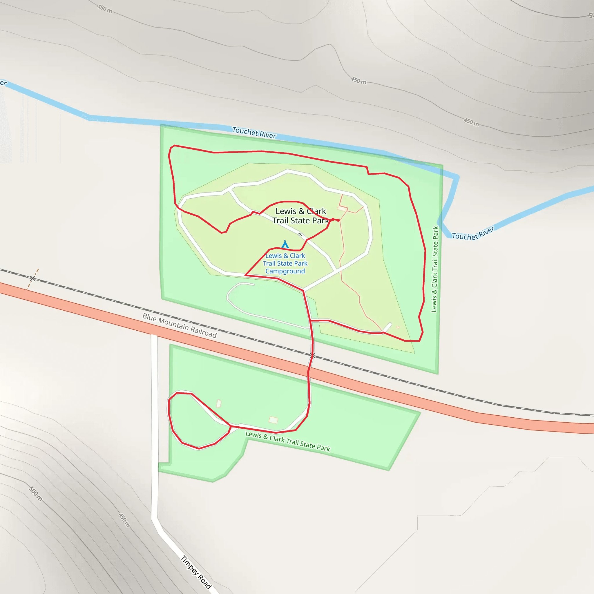 Lewis and Clark Trail State Park Loop mobile static map