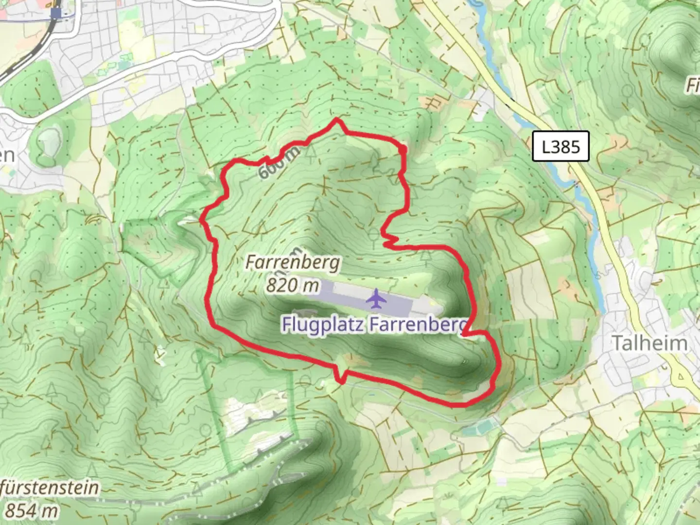 An image depicting the trail Dreifuestensteig and Belsener Weg and its surrounding area.