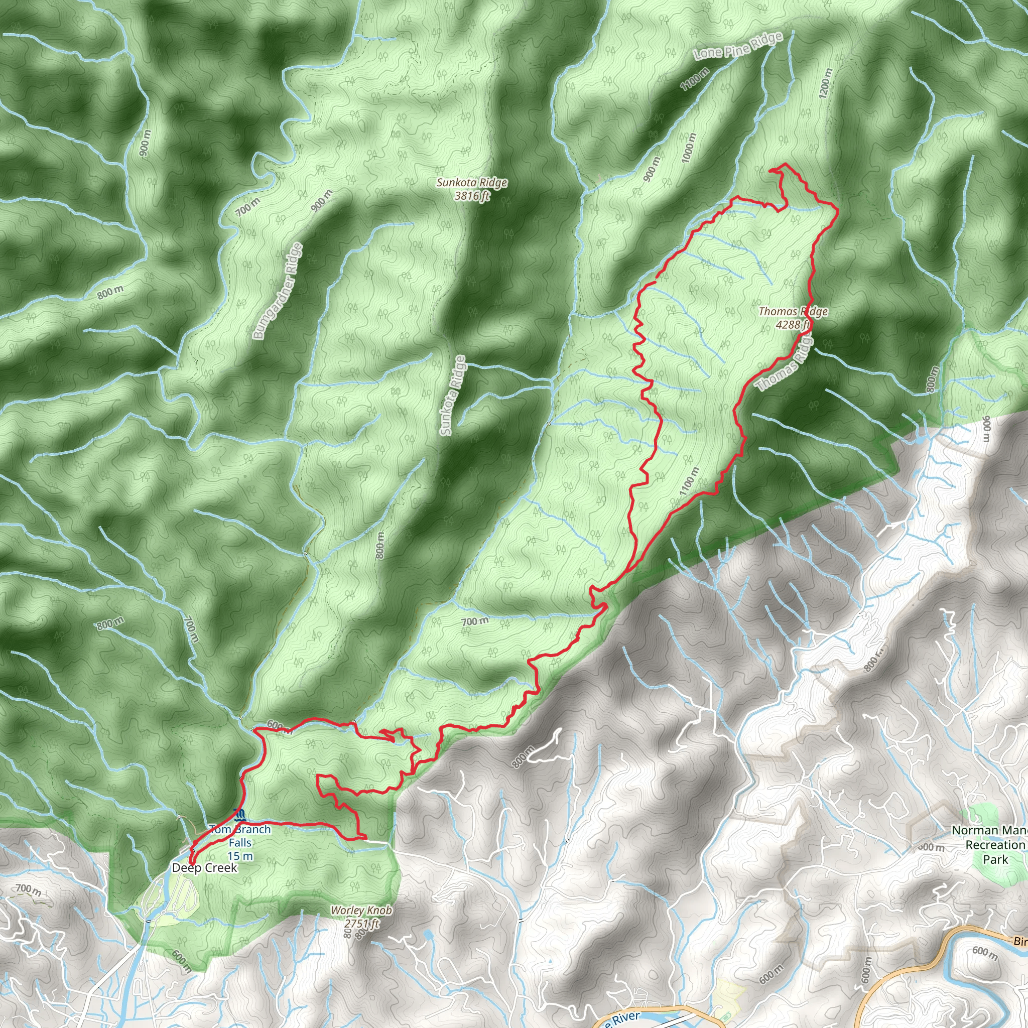 Thomas Divide and Indian Creek Motor Trail mobile static map