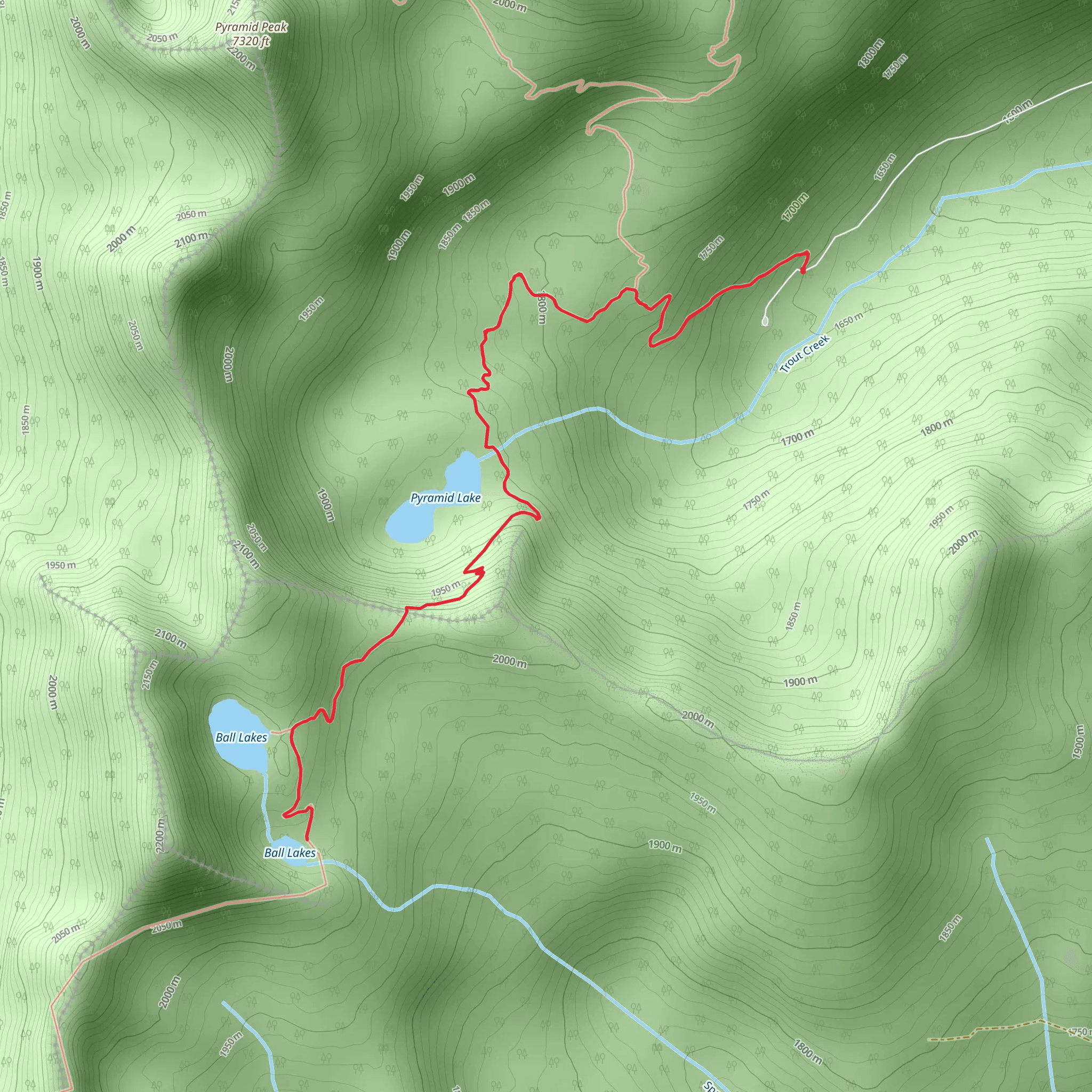 Pyramid and Ball Lakes mobile static map