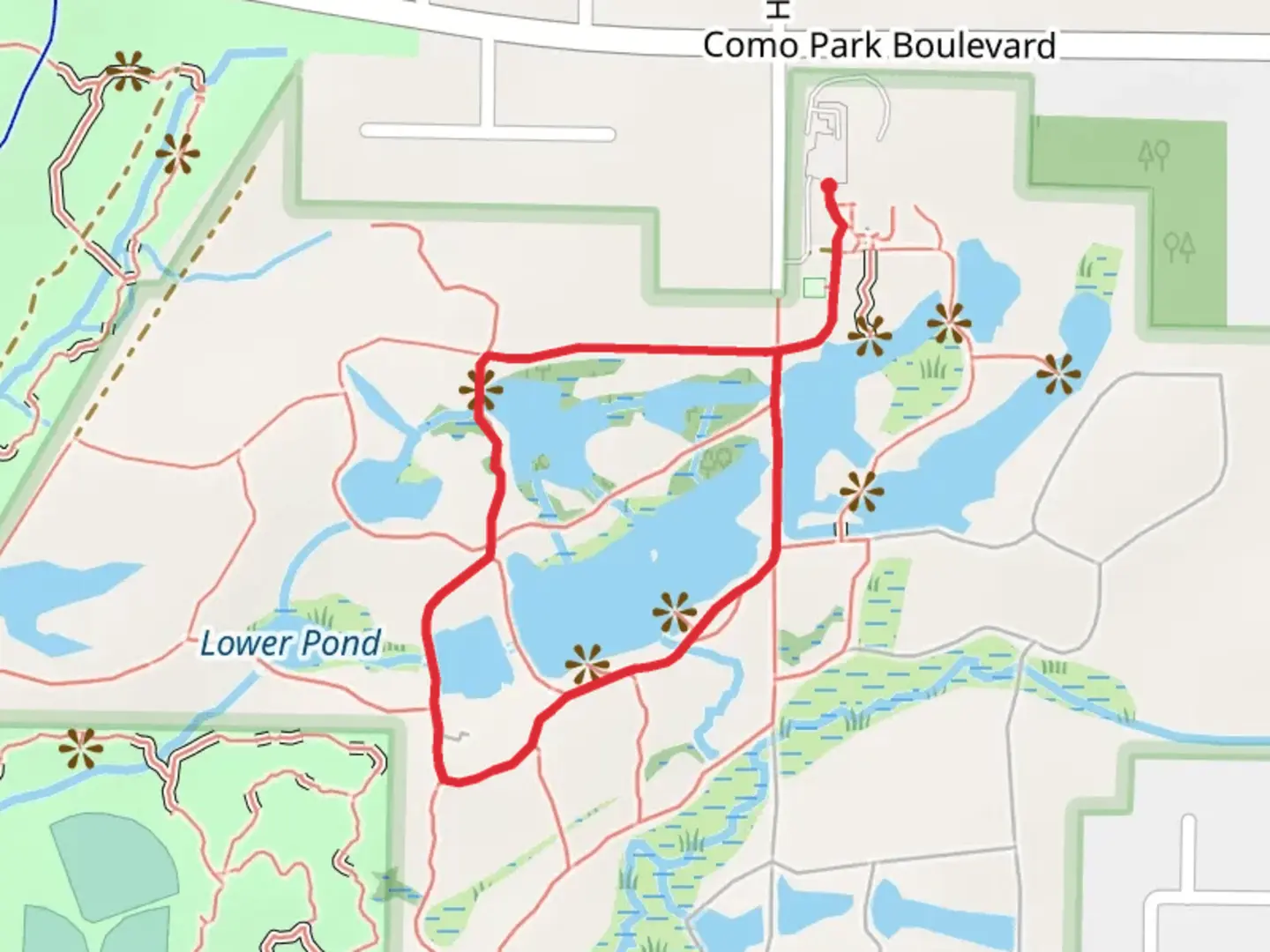 An image depicting the trail Flattail Lake and History Trail Loop and its surrounding area.