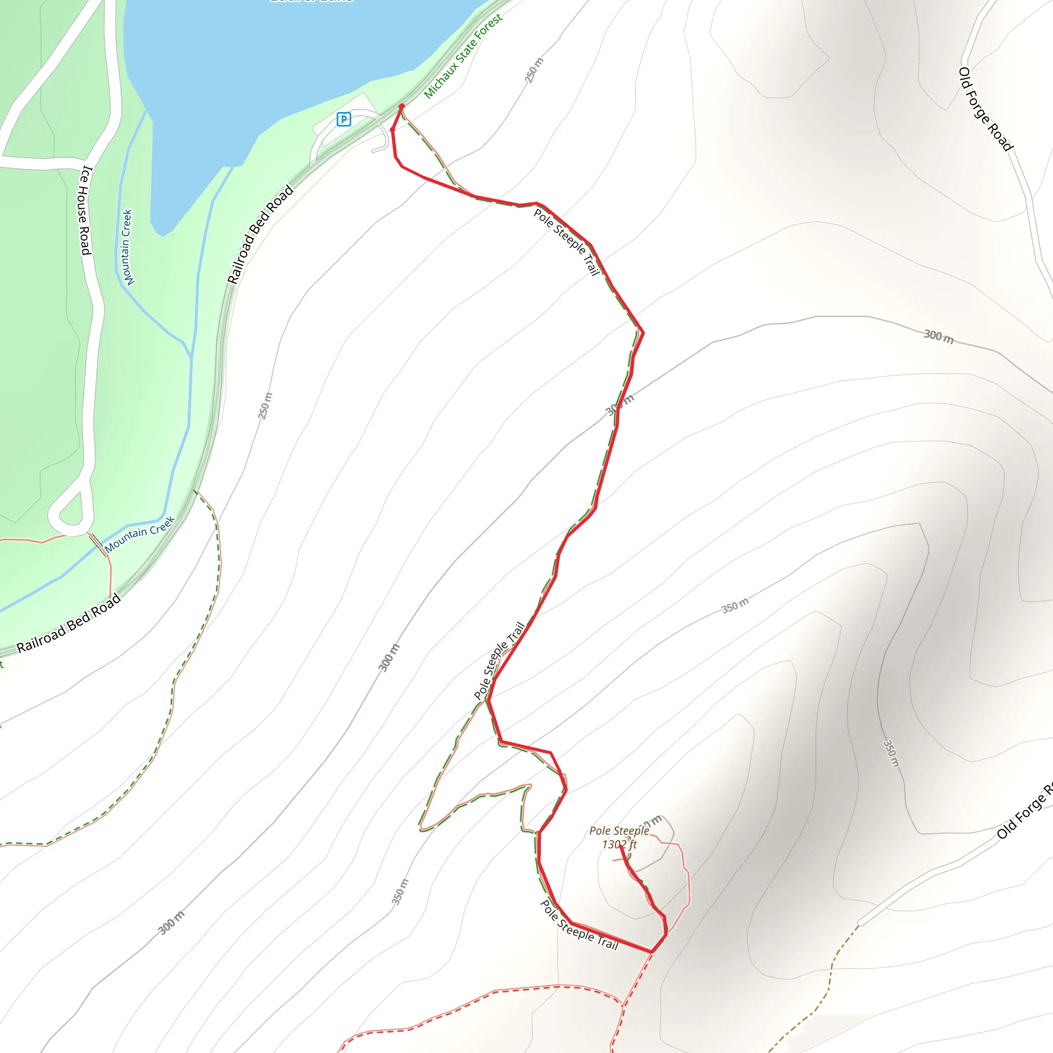 Pole Steeple Trail from Laurel Lake mobile static map