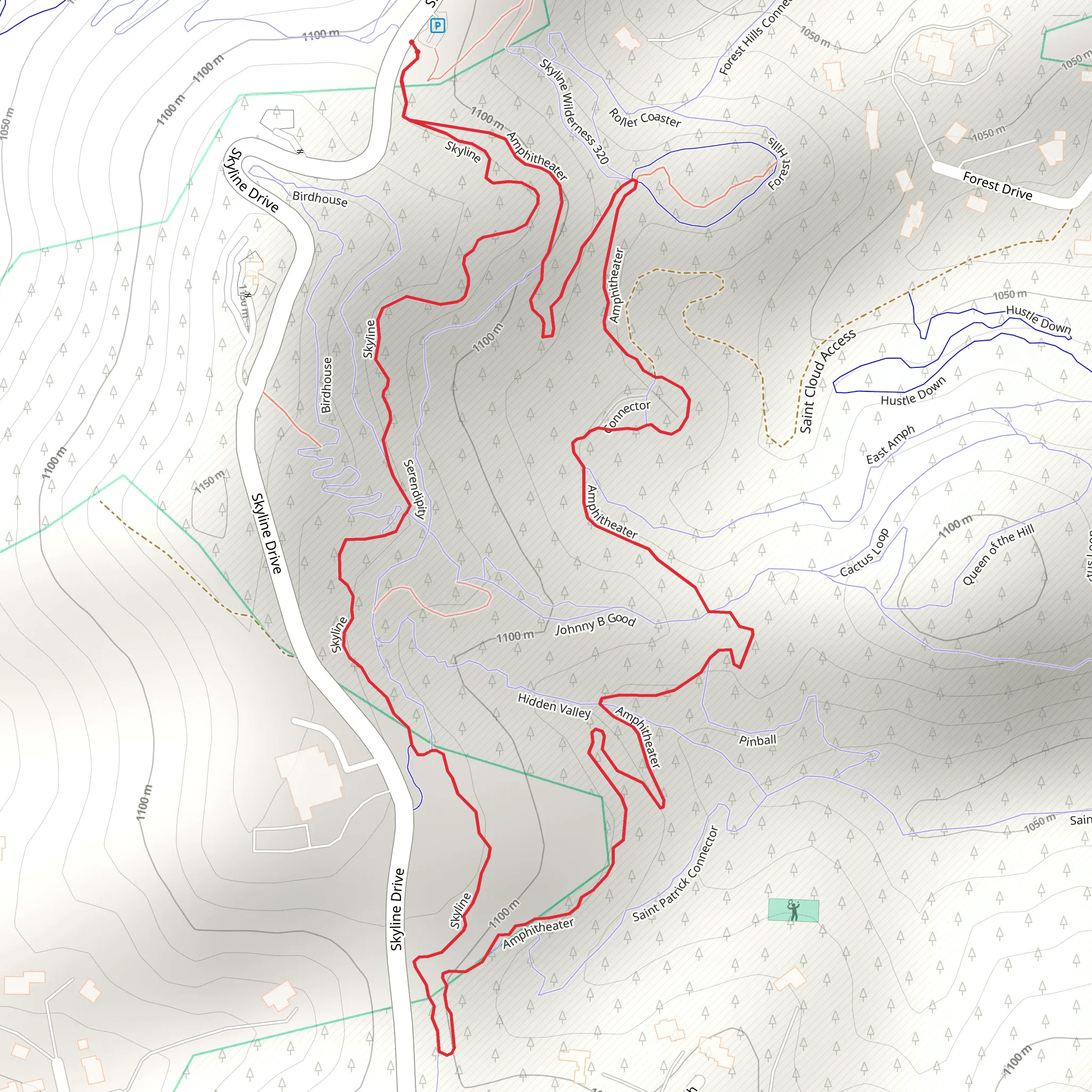 Skyline and Amohitheater Loop mobile static map