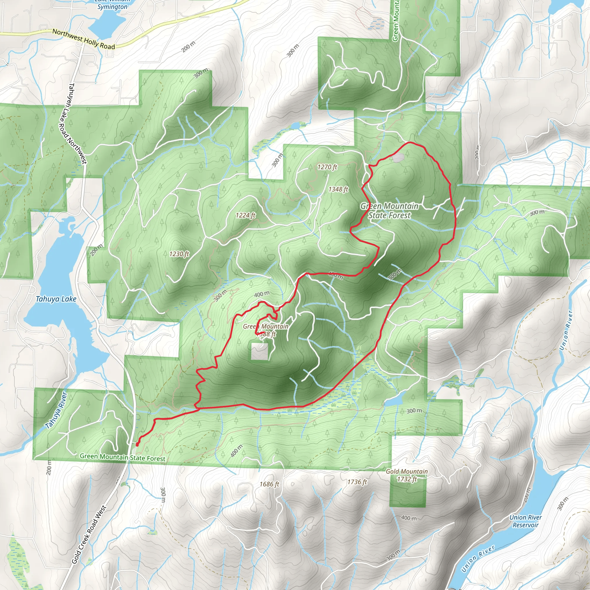 Wildcat Trail and Gold Creek Trail mobile static map