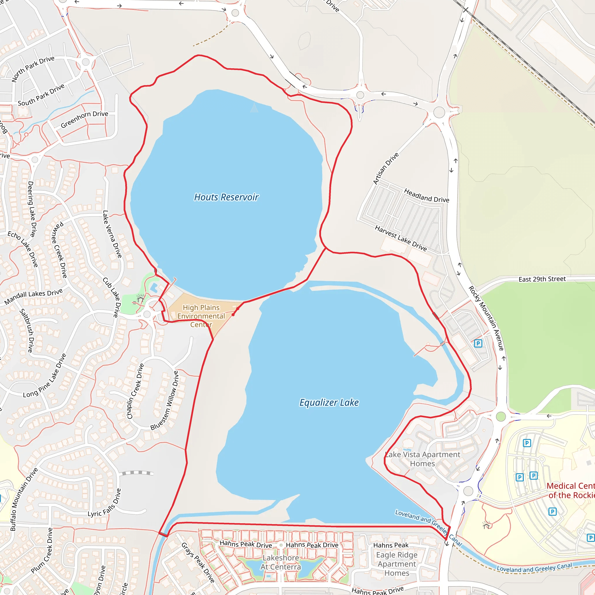 Houts Reservoir and Equalizer Lake Loop mobile static map