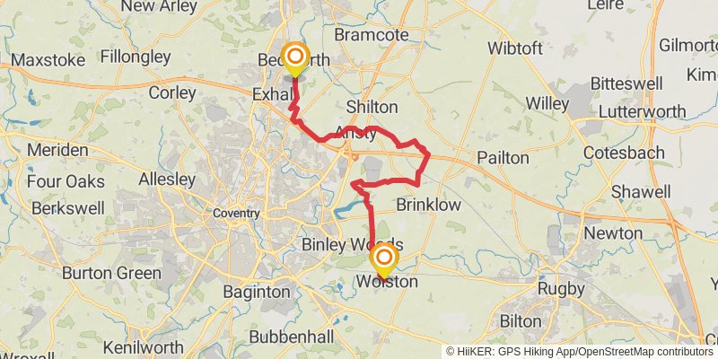 Warwickshire via Centenary Way stage 3 Map
