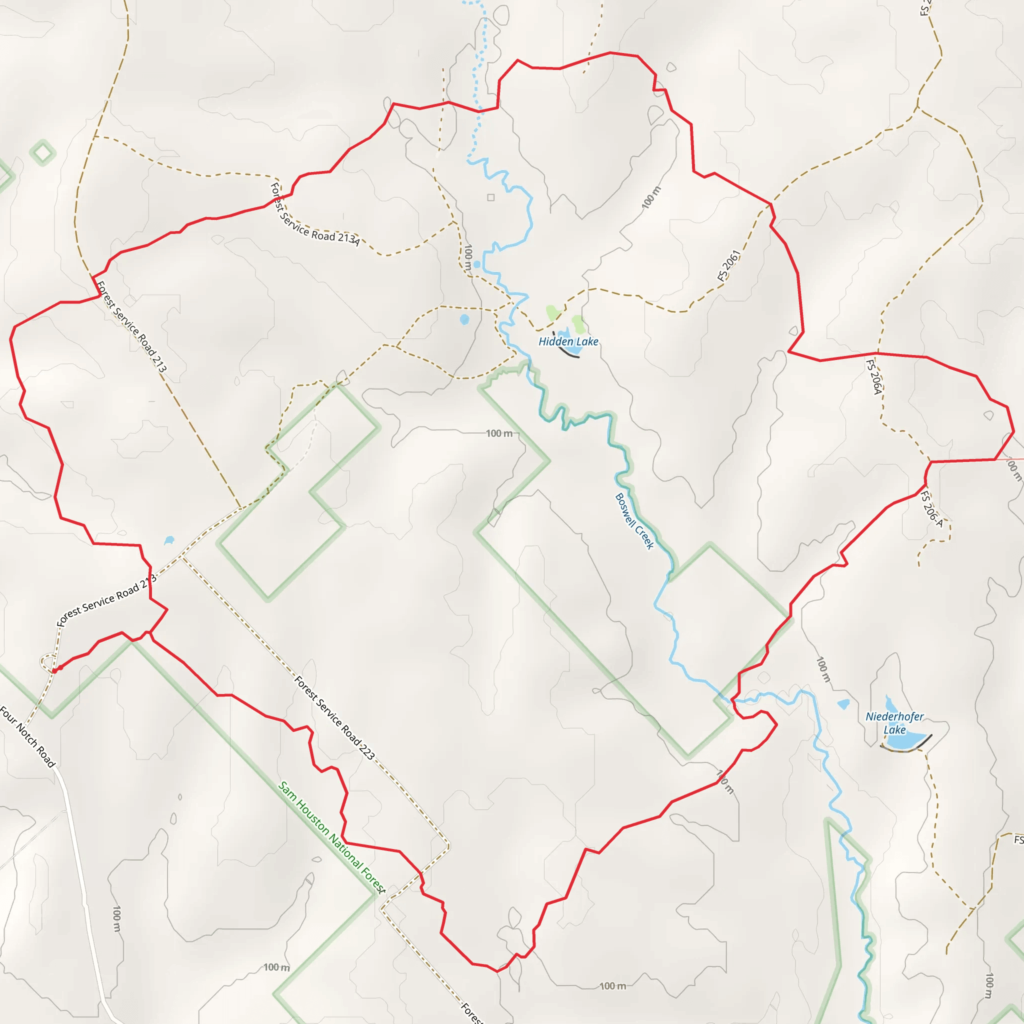 Four Notch Trail and Lone Star Hiking Loop Trail mobile static map