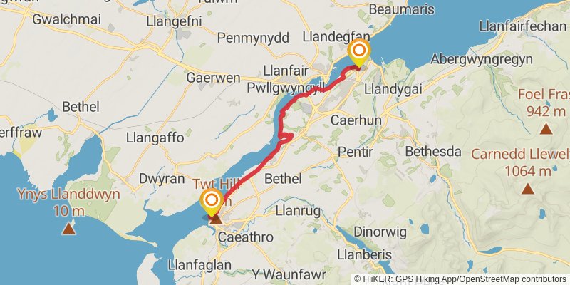 Wales Coast Path - Conwy to Caernarfon stage 3 Map