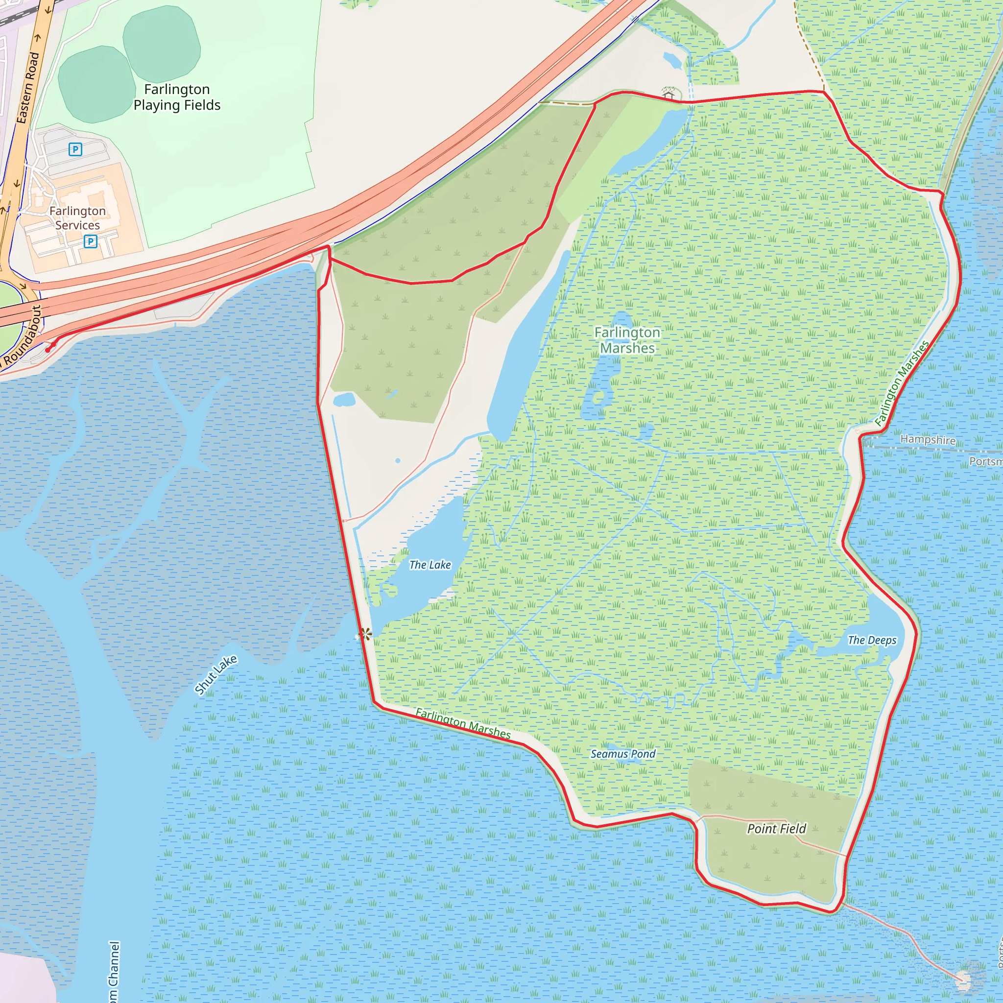 Farlington Marshes Nature Reserve Loop mobile static map
