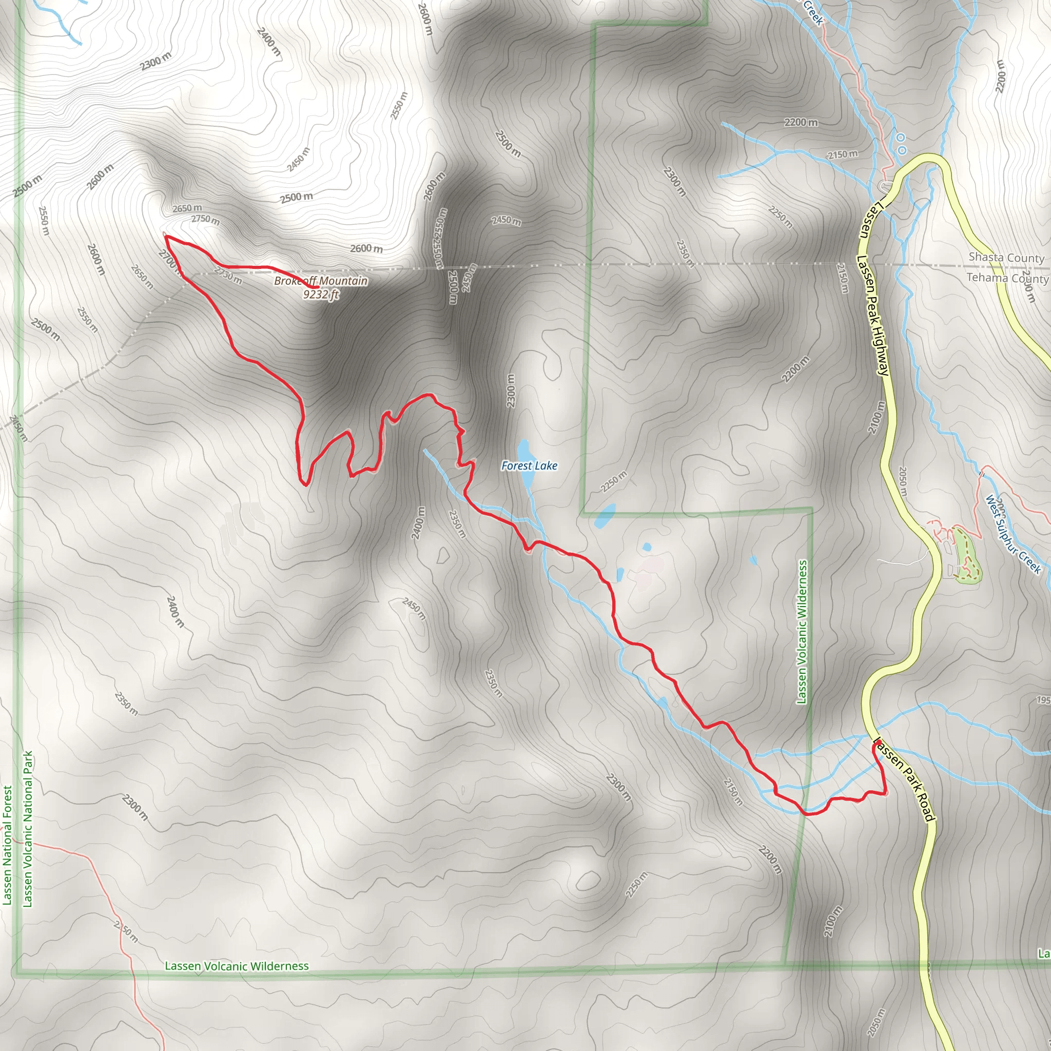 Brokeoff Mountain from Lassen Park Road mobile static map