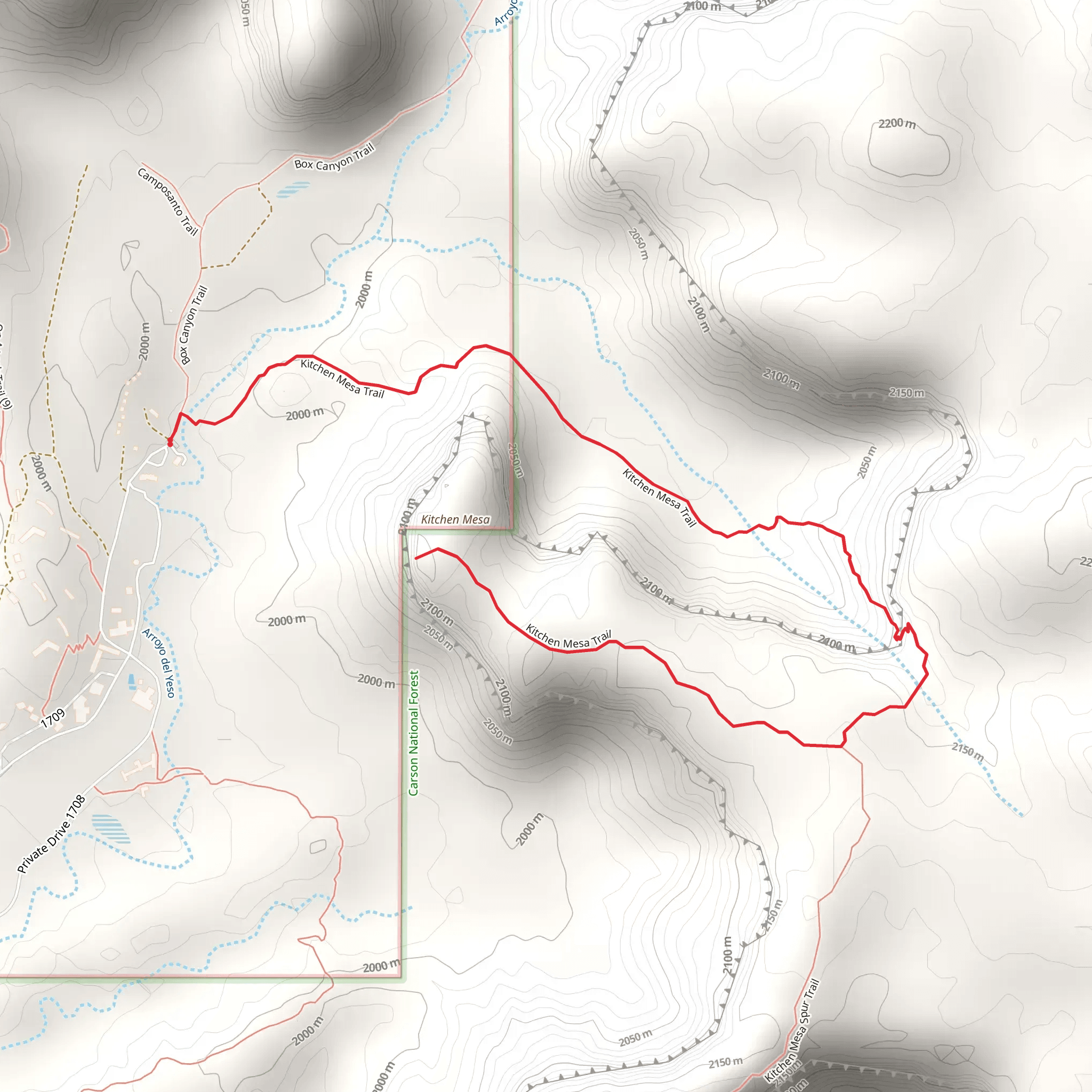 Kitchen Mesa Trail mobile static map