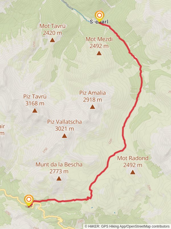 S-charl to Ofenpass Trail mobile static map
