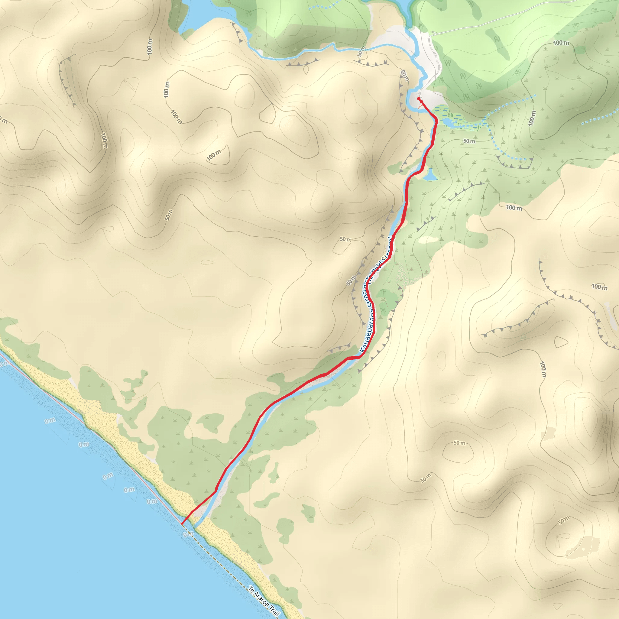 Te Paki Stream Trail mobile static map