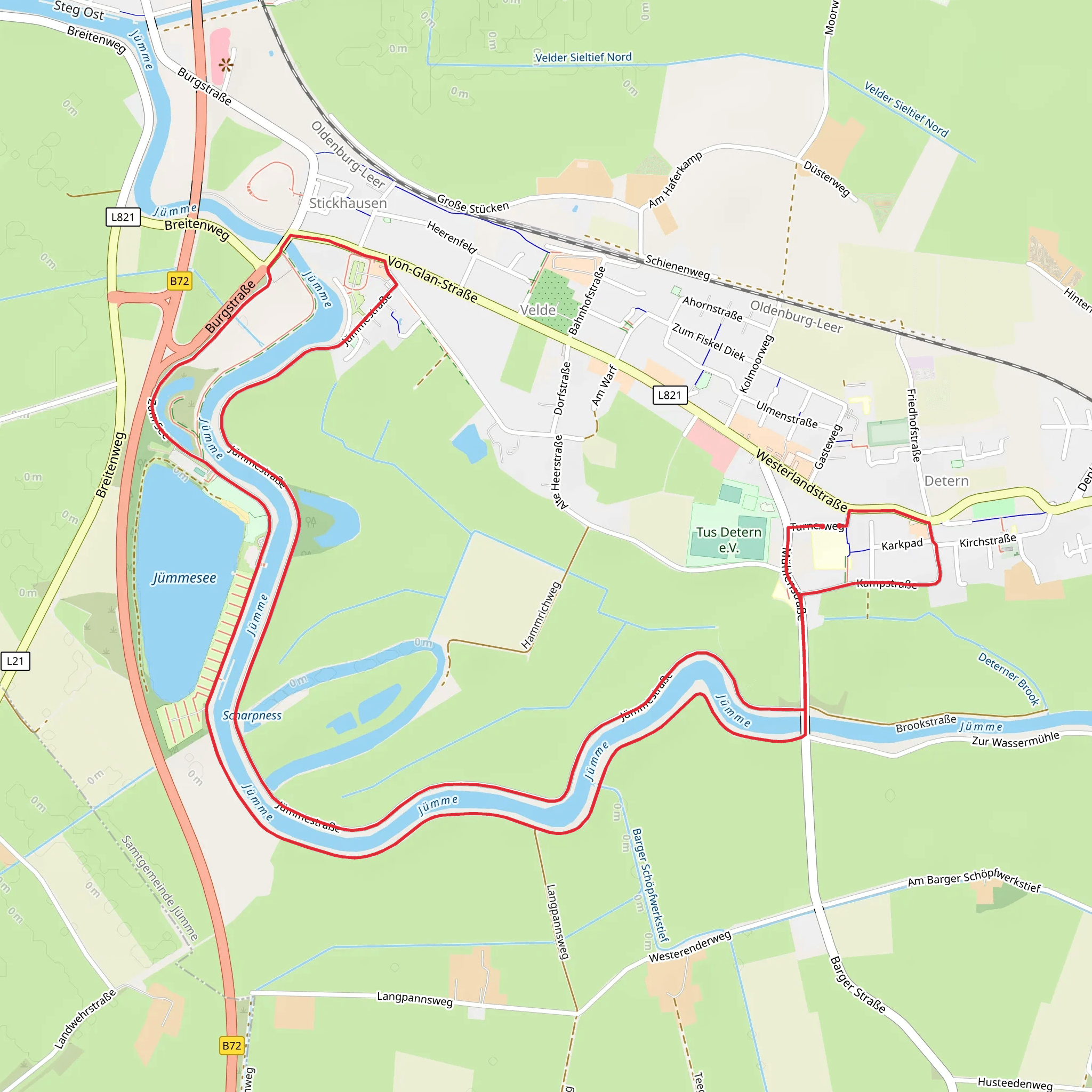 River Jümme Loop via Detern mobile static map