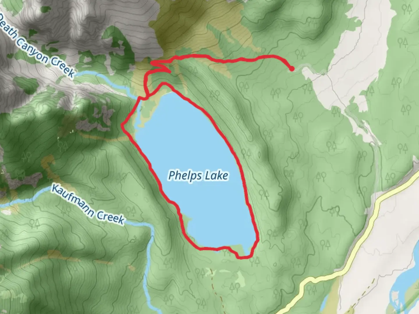 An image depicting the trail Phelps Lake Loop via Valley Trail and its surrounding area.
