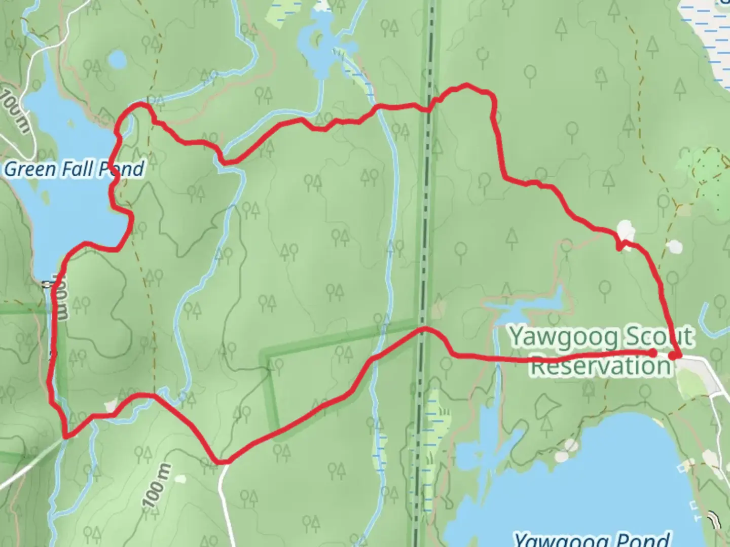 An image depicting the trail Freeman, Narragansett and Sand Hill Road Loop Trail and its surrounding area.