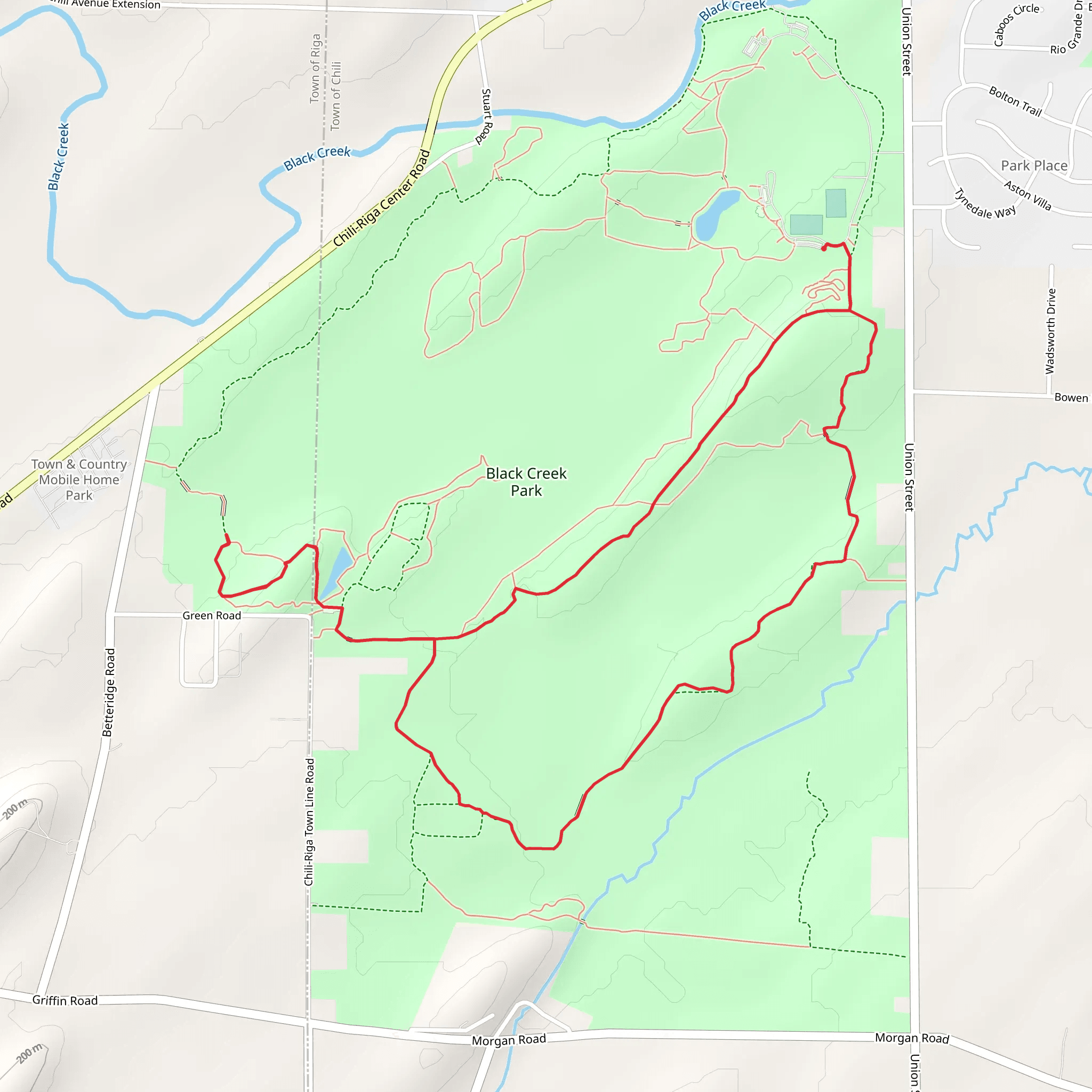 Creek and Ridge Trail from Black Creek Park mobile static map