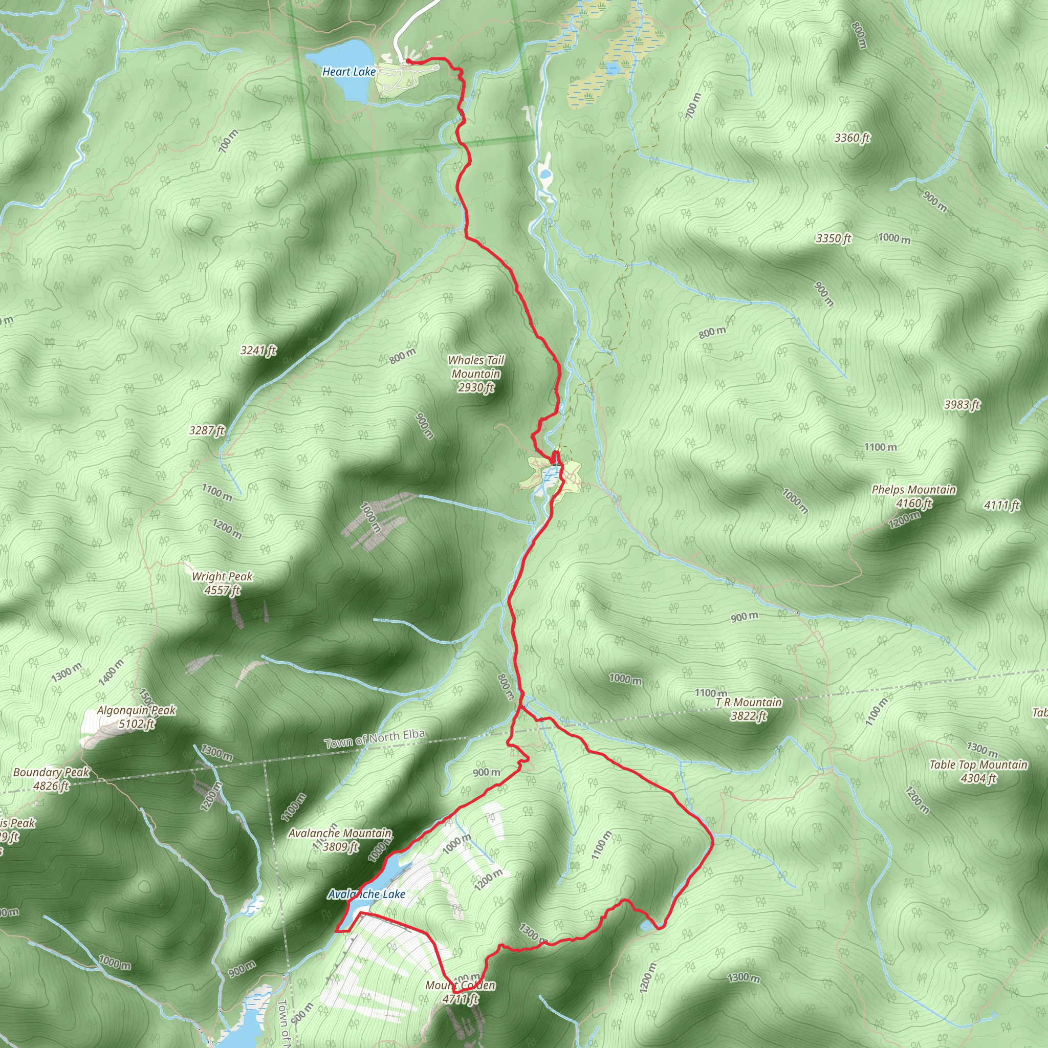 Avalanche Lake, Mount Colden via Van Hoevenberg Trail mobile static map