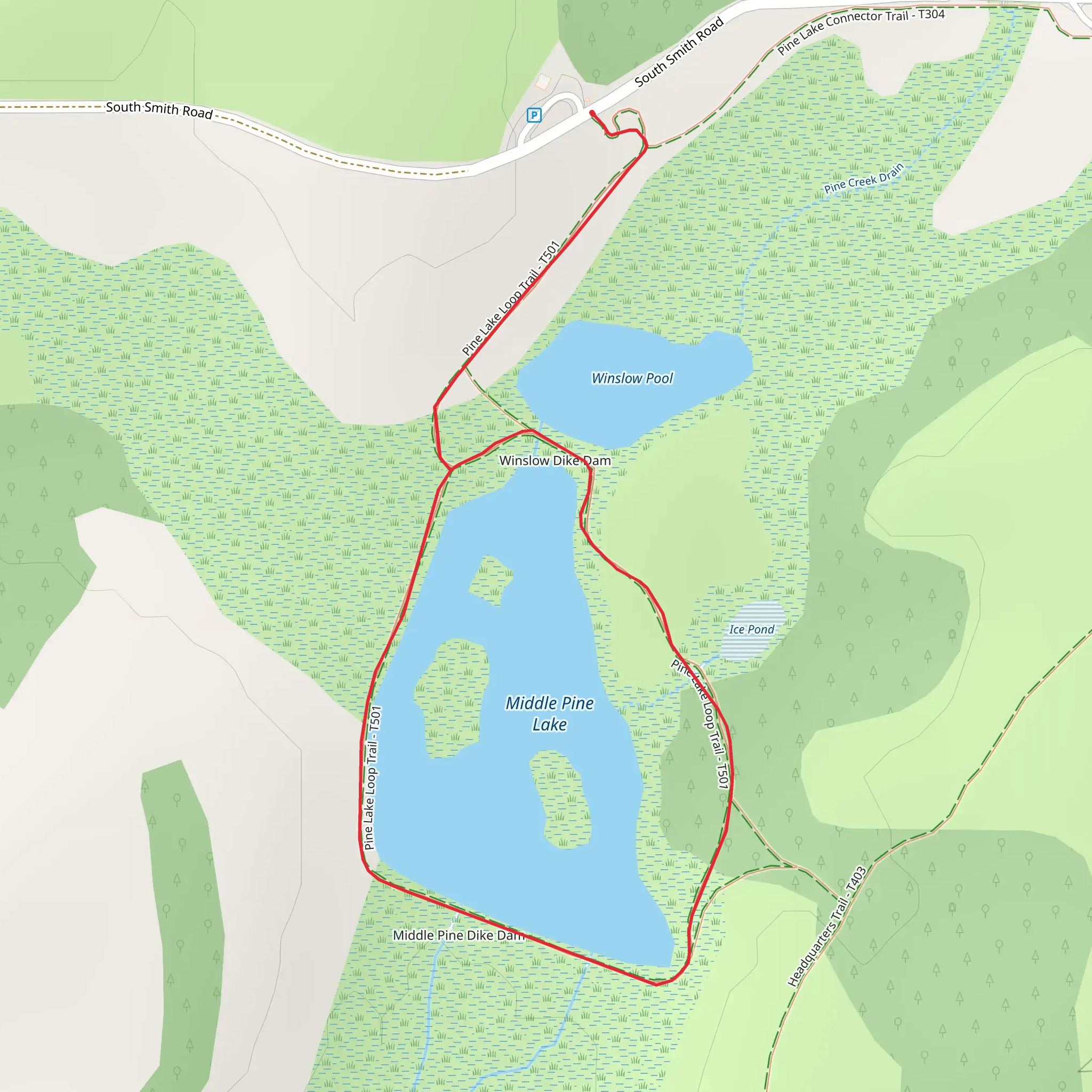Middle Pine Lake Loop mobile static map