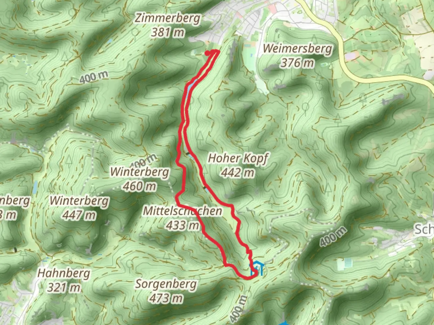 An image depicting the trail Paddelweiher via Hauensteiner and its surrounding area.