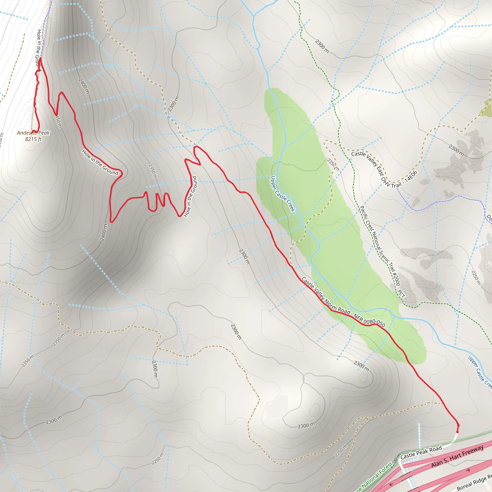 Andesite Peak from Castle Peak Road mobile static map