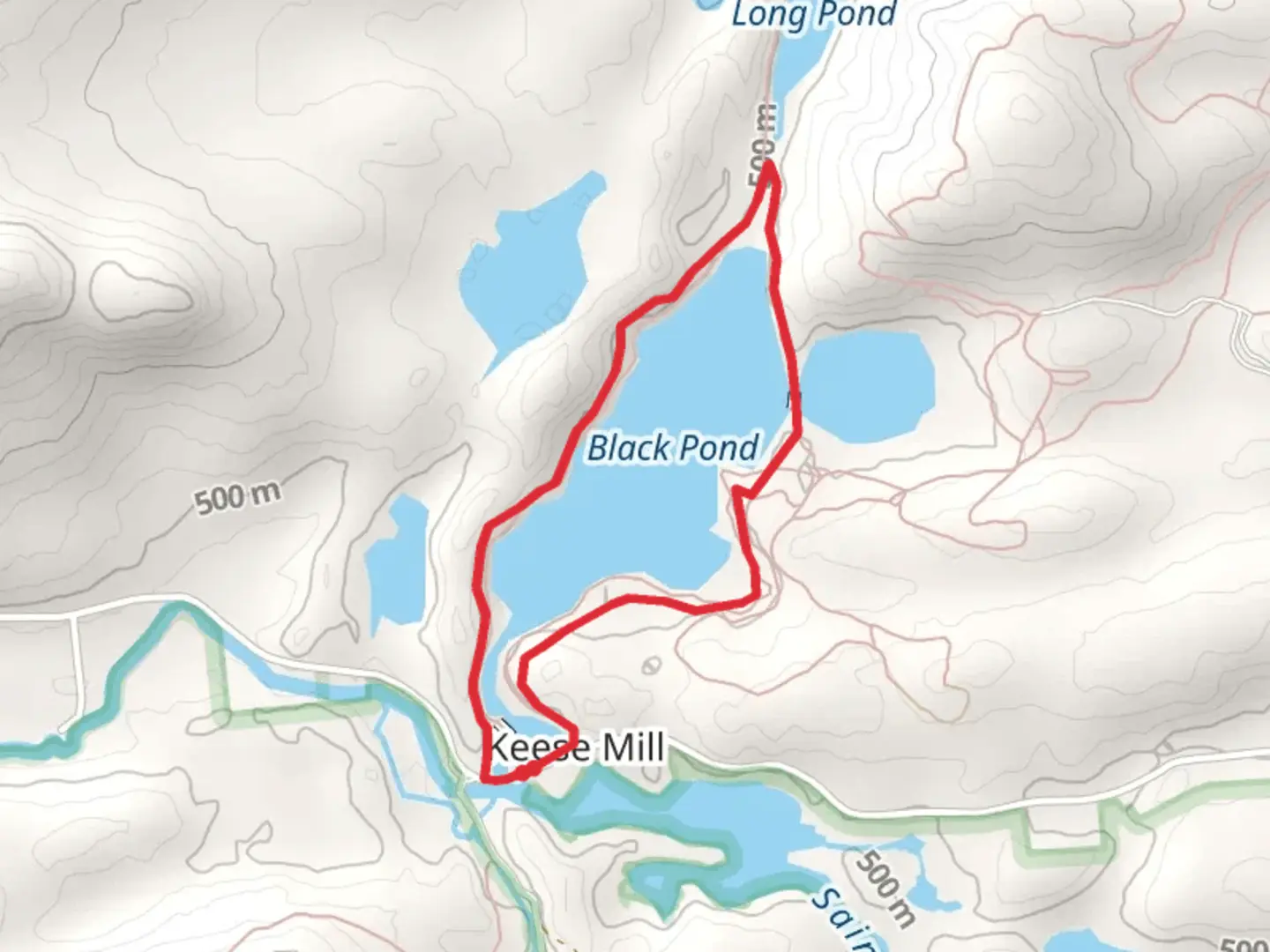An image depicting the trail Black Pond Loop from Keese Mill and its surrounding area.
