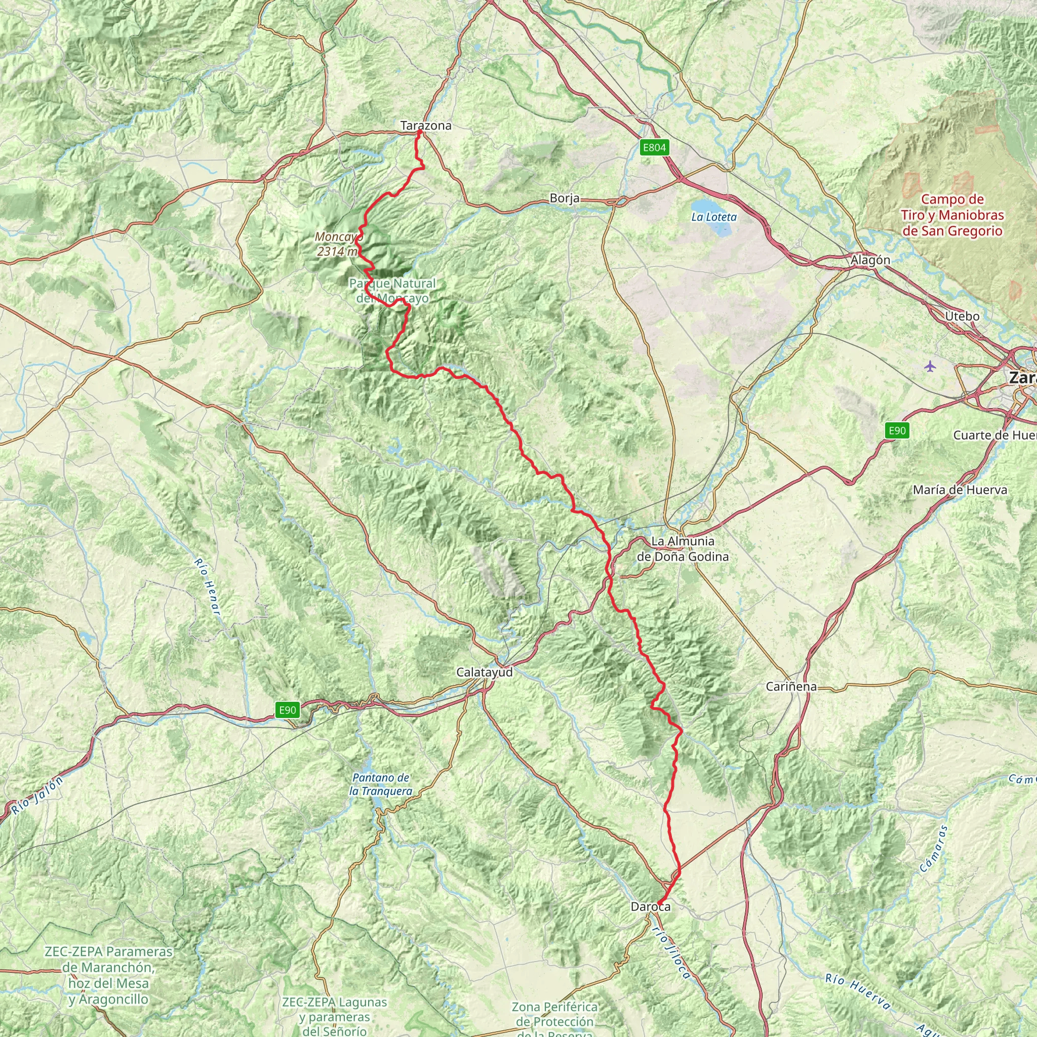 GR 90 Sendero Ibérico Zaragozano mobile static map