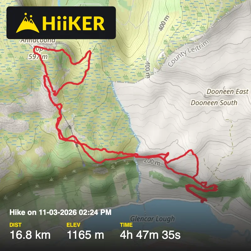 A map preview of the recording Hike on 11-03-2026 02:24 PM.