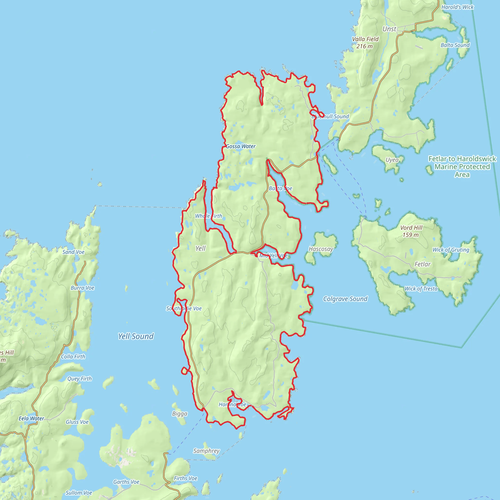 Coastal Walk of Shetland - Yell mobile static map