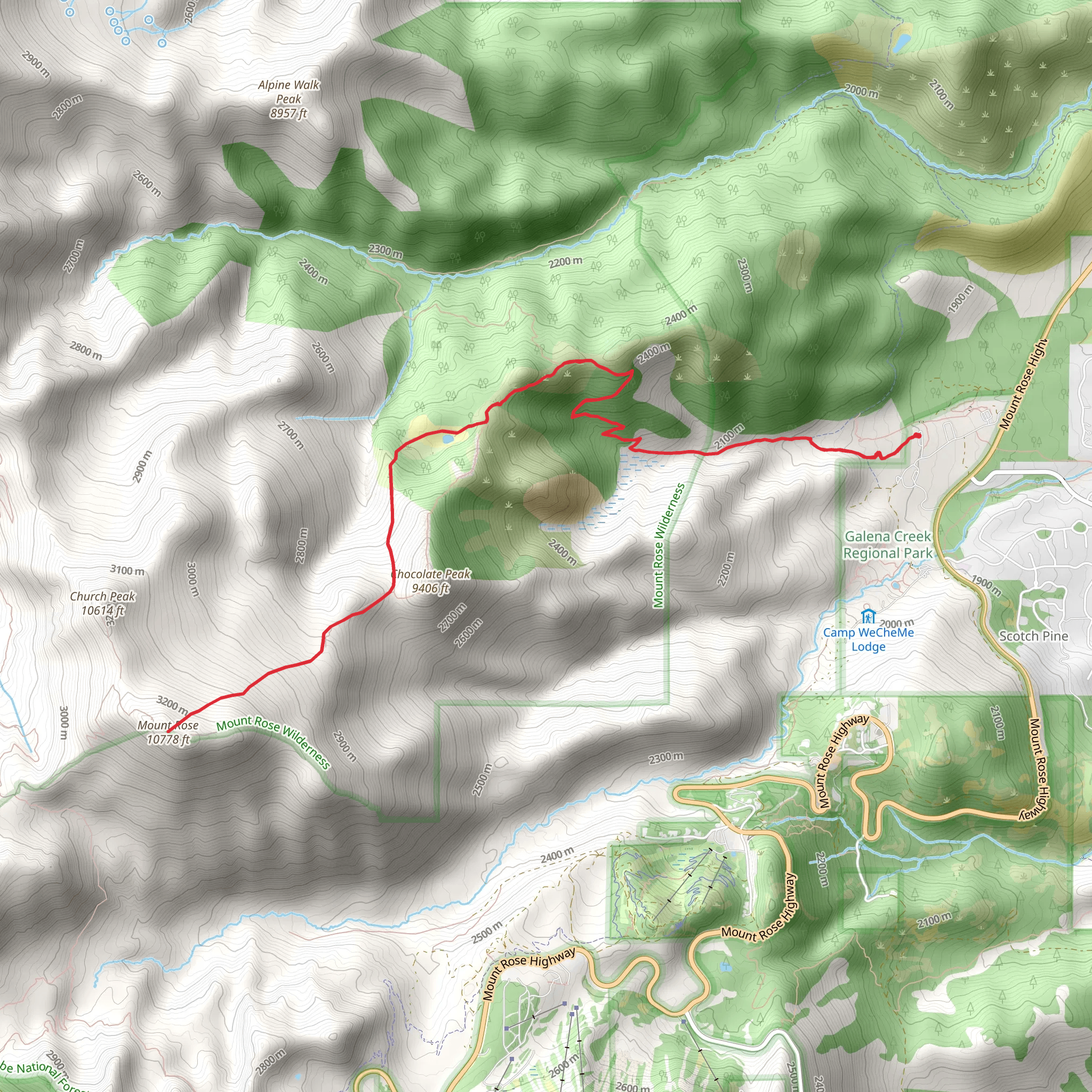 Mount Rose via Jones-Whites Creek mobile static map