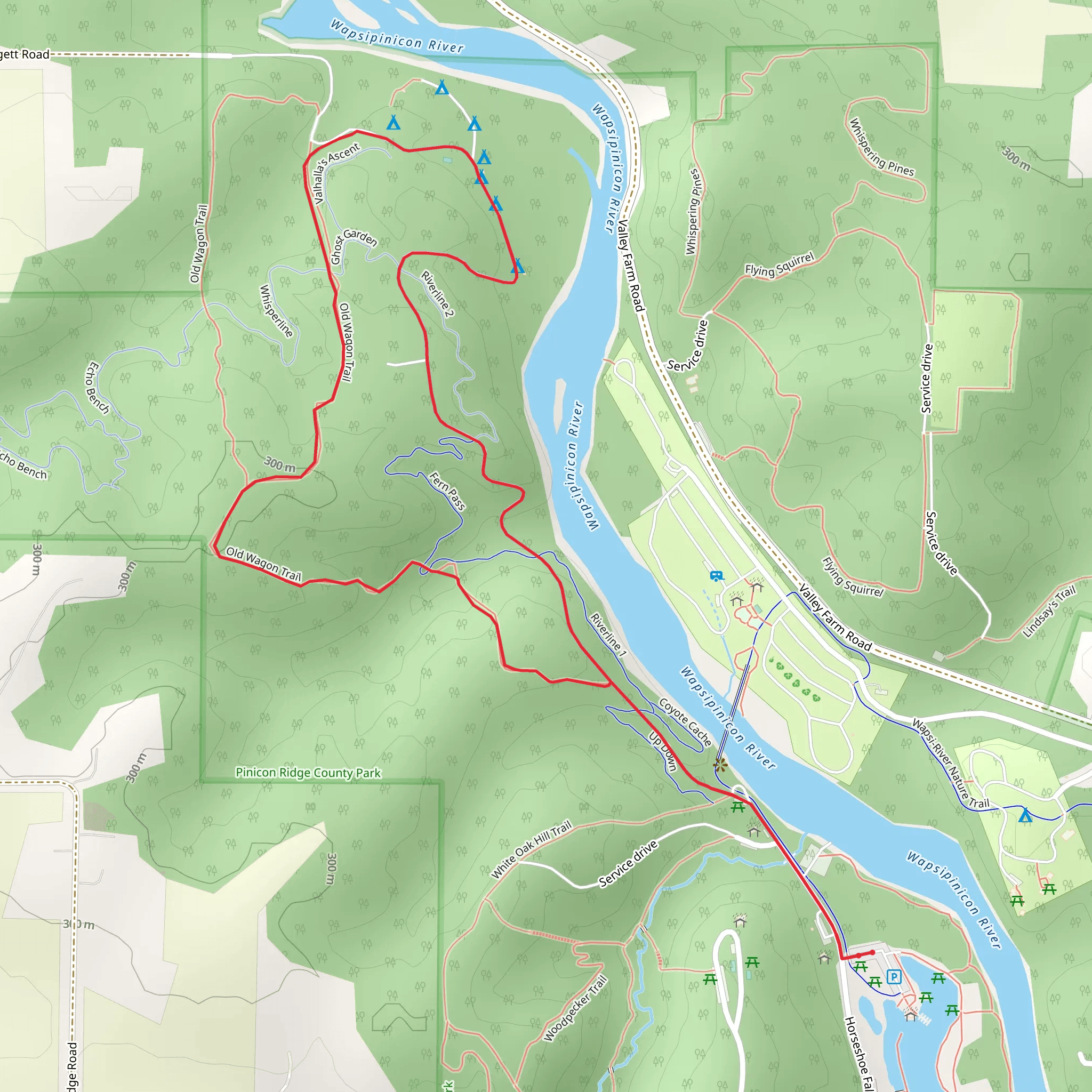 White Oak Loop Trail from Horseshoe Falls Road mobile static map