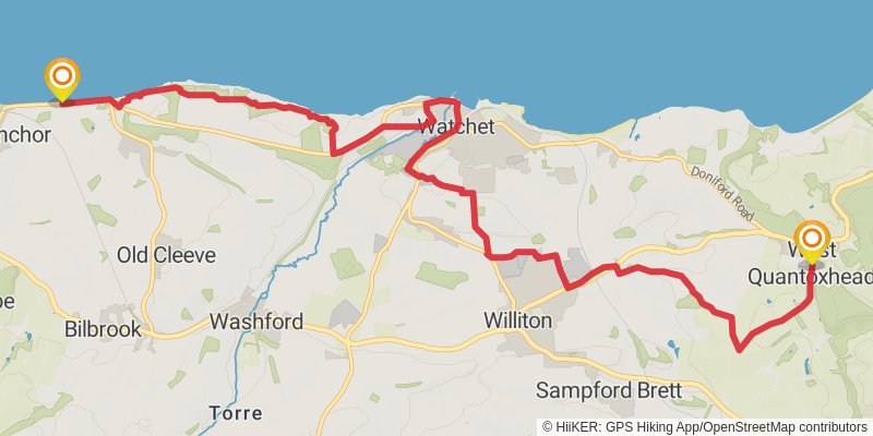 West Somerset Coast Path stage 2 Map