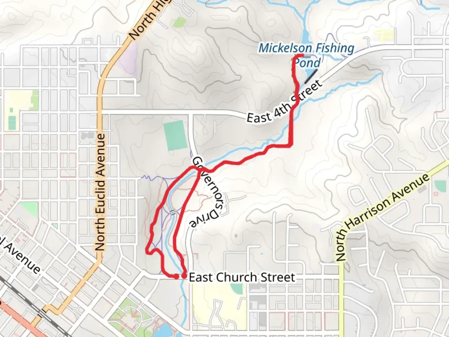 An image depicting the trail Mickelson Fishing Pond, Capitol Creek and Sewage Ponds Loop and its surrounding area.