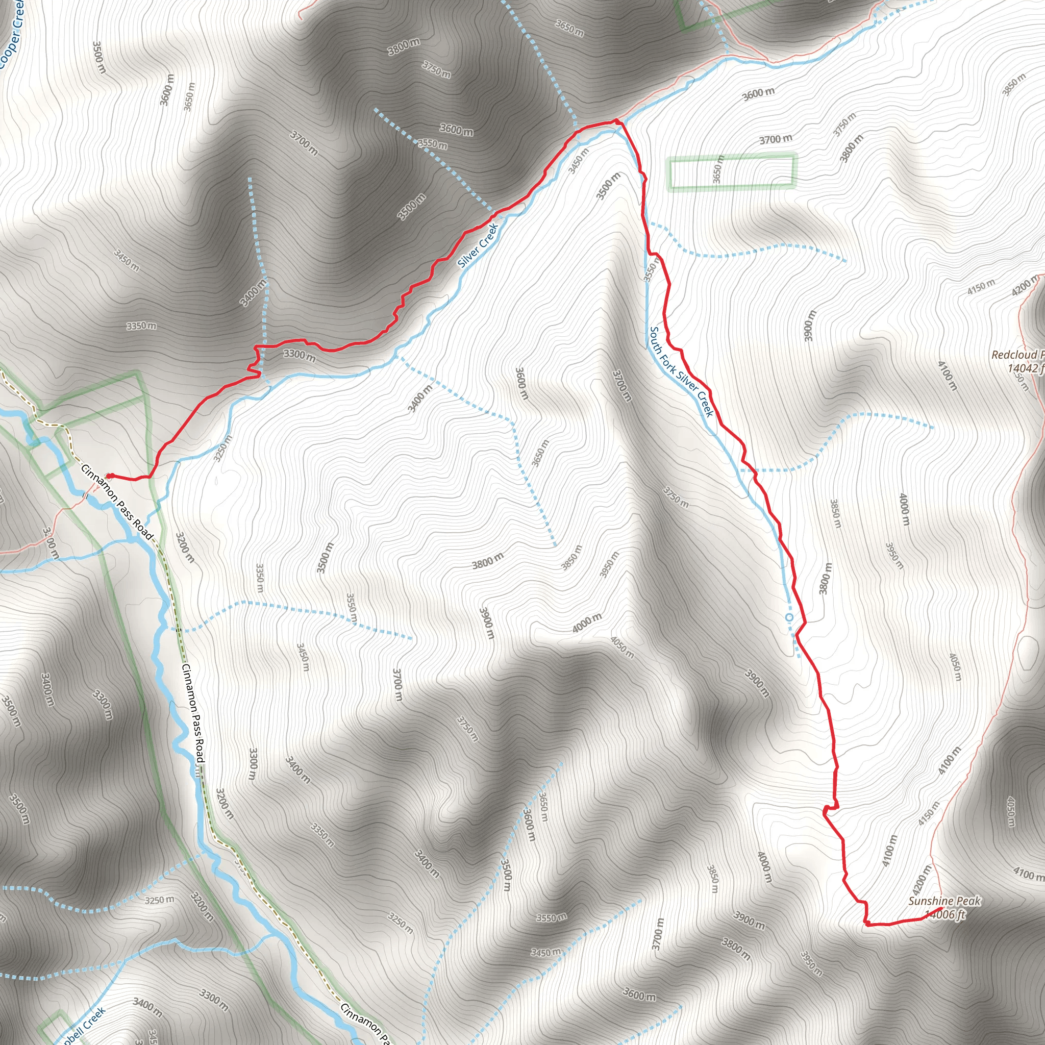 Sunshine Peak Trail mobile static map