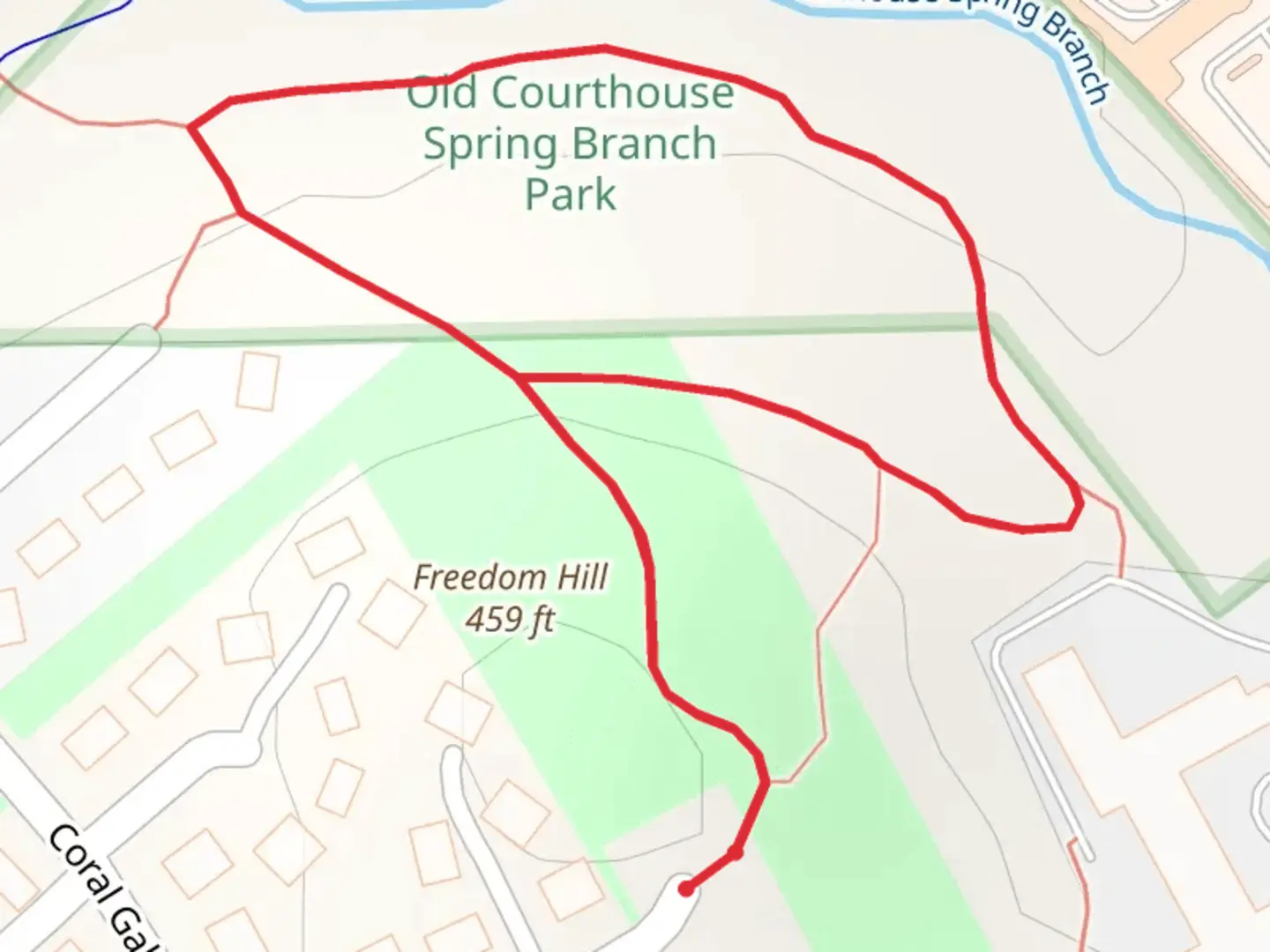 An image depicting the trail Freedom Hill Loop and its surrounding area.