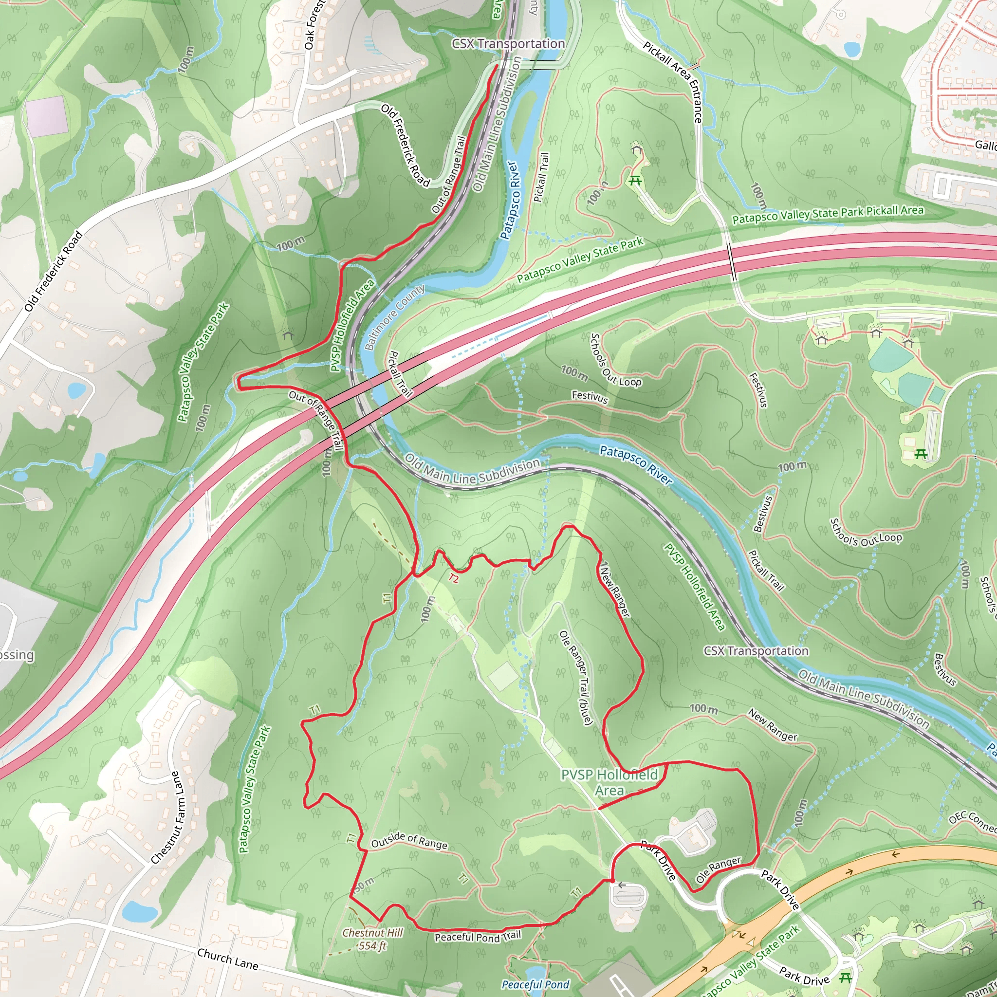 Chestnut Hill - Out of Range Loop Trail mobile static map