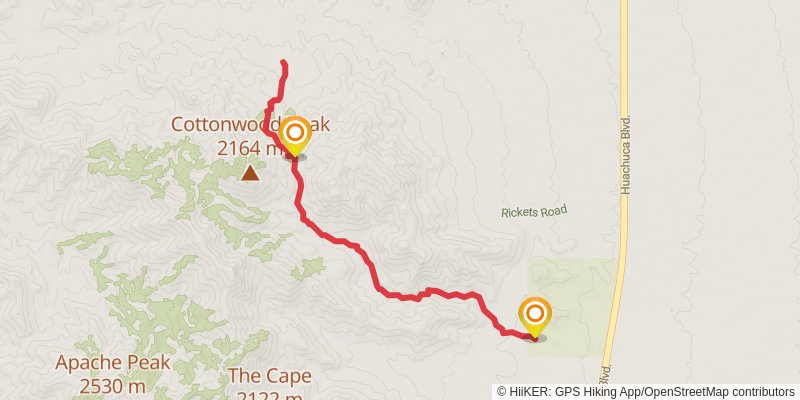 Cottonwood Saddle Trail via Guindani Trail stage 2 Map