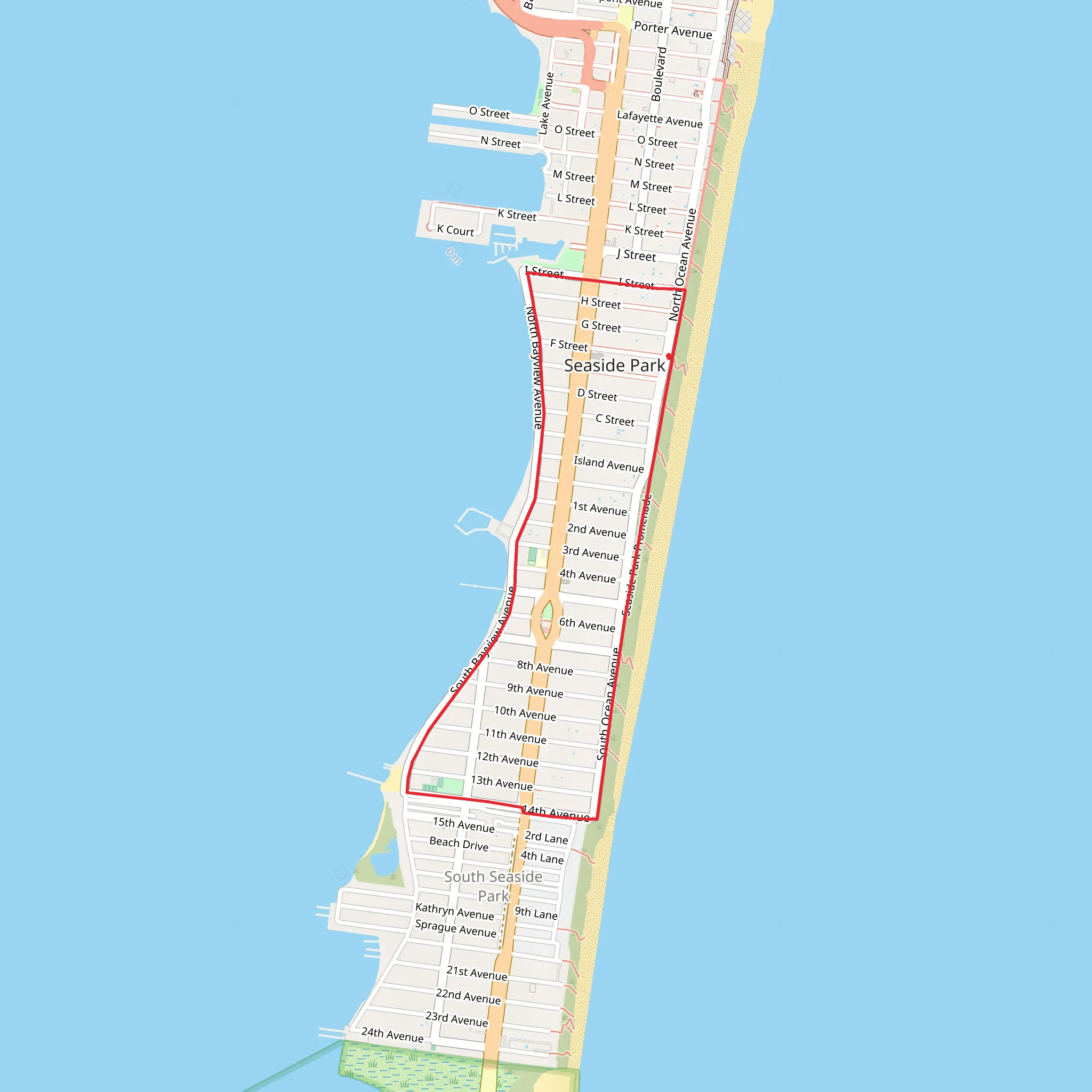 Seaside Park Promenade Loop mobile static map
