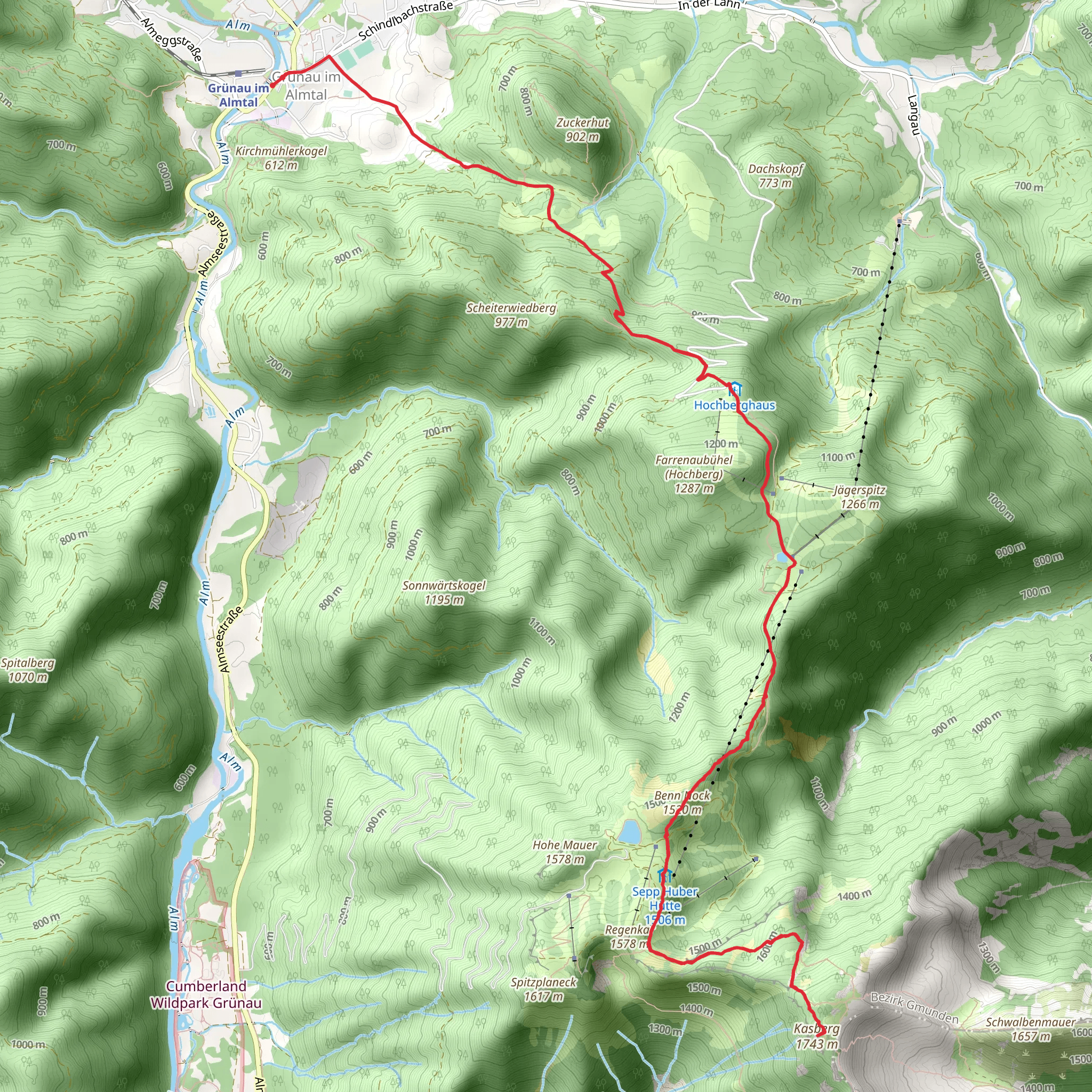 W 431 Grünau im Almtal via Hochberghaus to Kasberg mobile static map