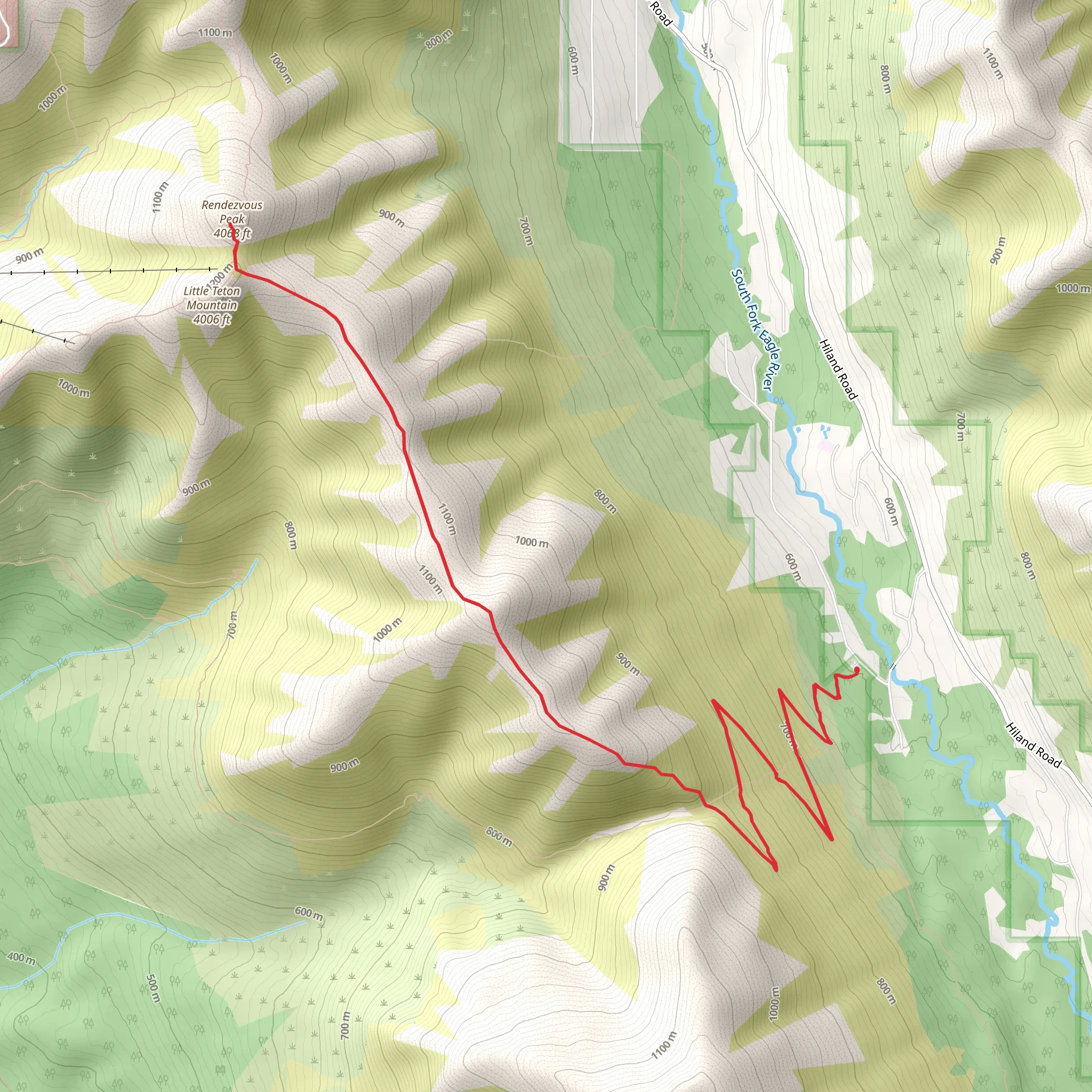 Rendezvous Peak via Hunters Pass Trail mobile static map
